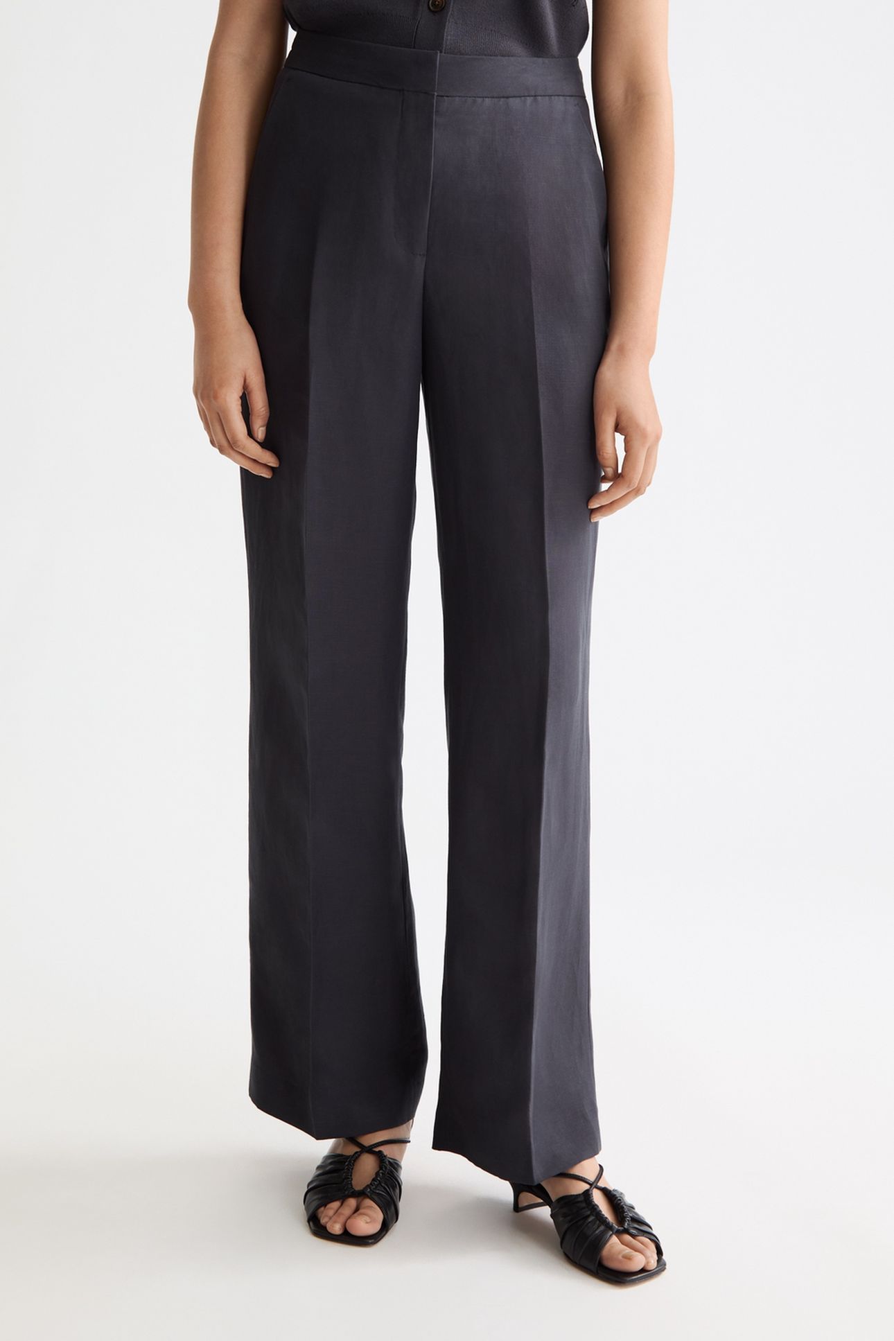 EDIE - HIGH RISE WIDE LEG DRAPEY PANT CHARCOAL ART 2
