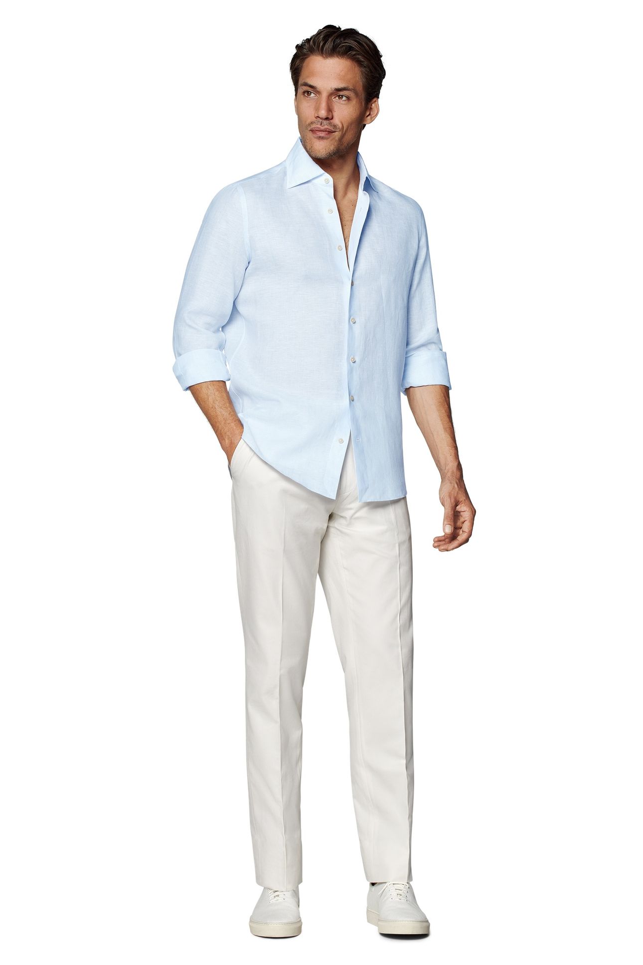 PURE LINEN CASUAL SHIRTS LIGHT BLUE 1