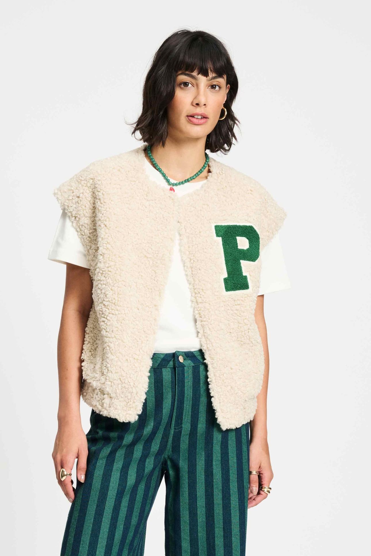 GILET - TEDDY BASEBALL ECRU 3
