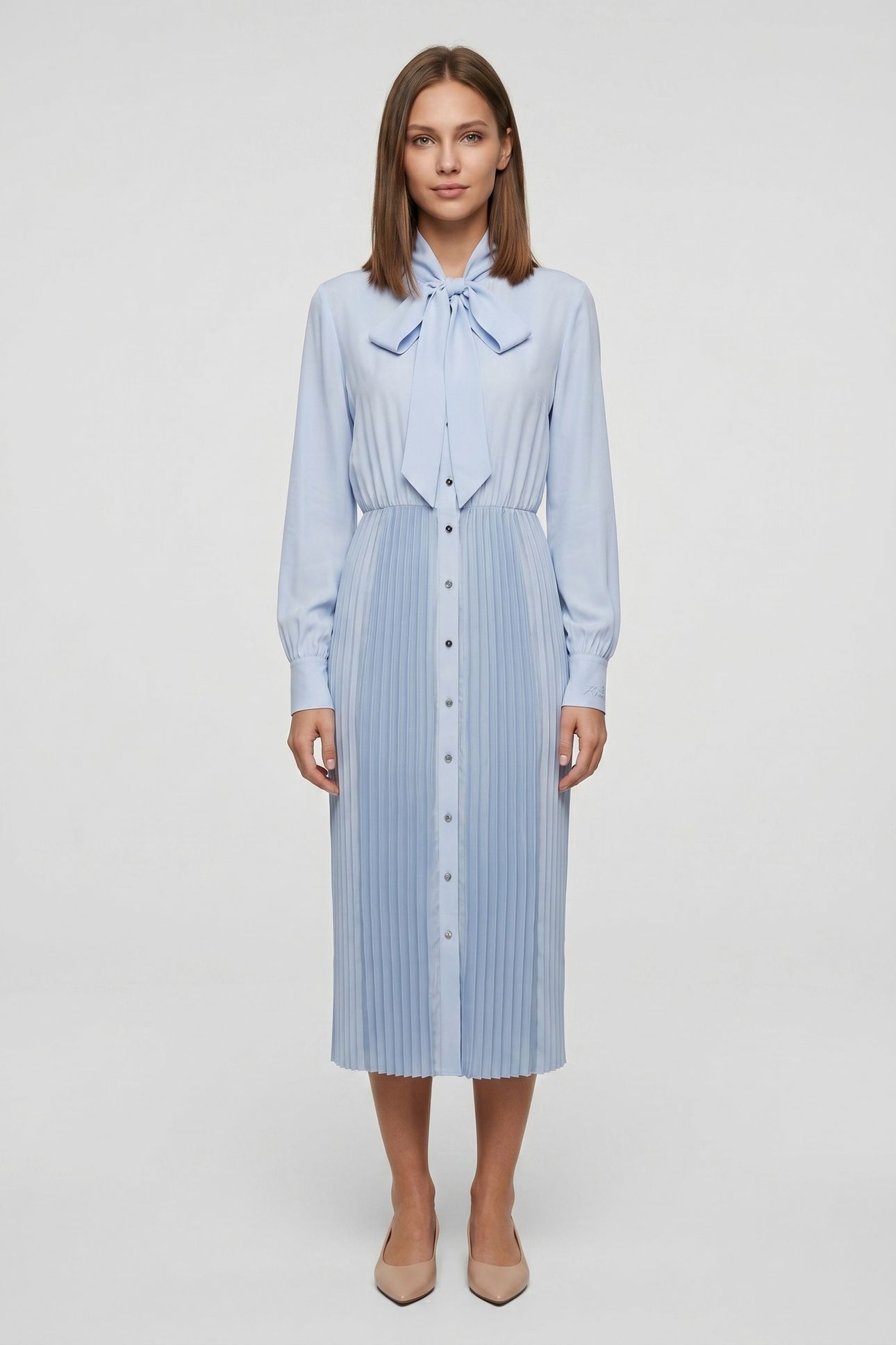 PLEATED SHIRT DRESS KENTUCKY BLUE 1