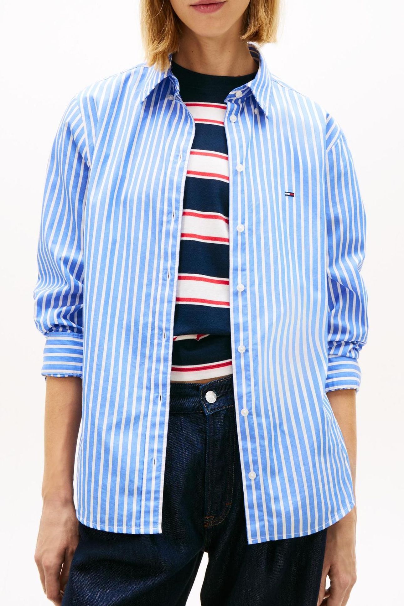 TJW REGULAR POPLIN SHIRT EMPIRE BLUE/STRIPE 1