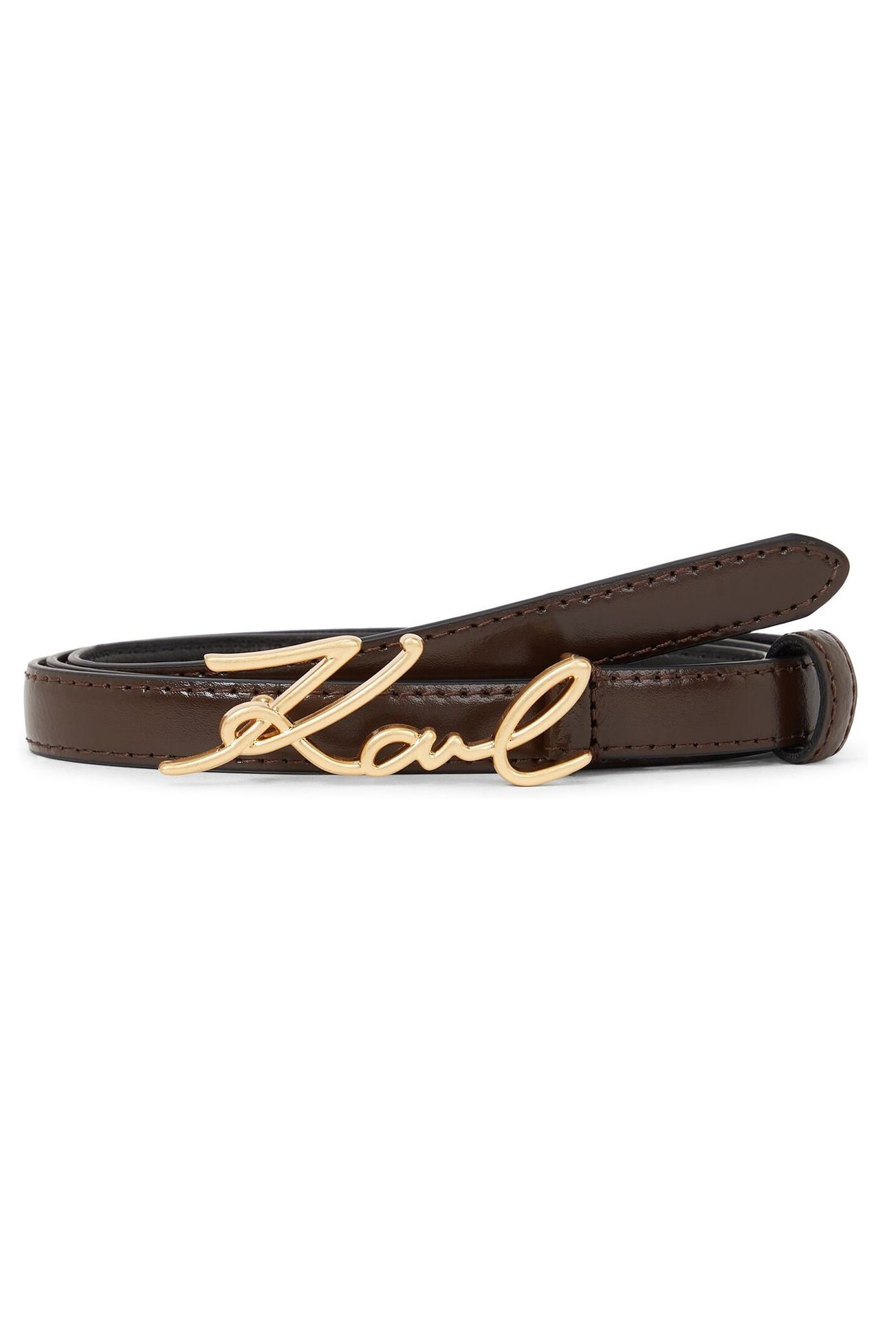 K/SIGNATURE SMALL BUCKLE BELT DARK CHOCOLATE 1