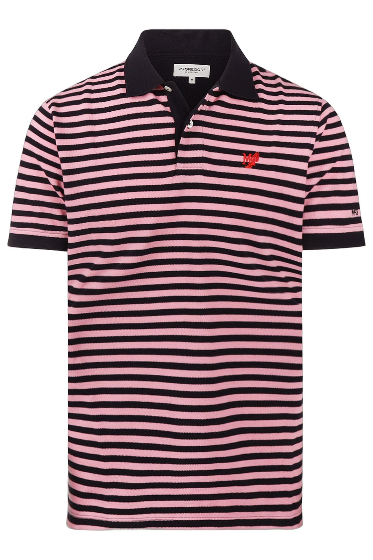 PIQUE STRIPE POLO PINK 1