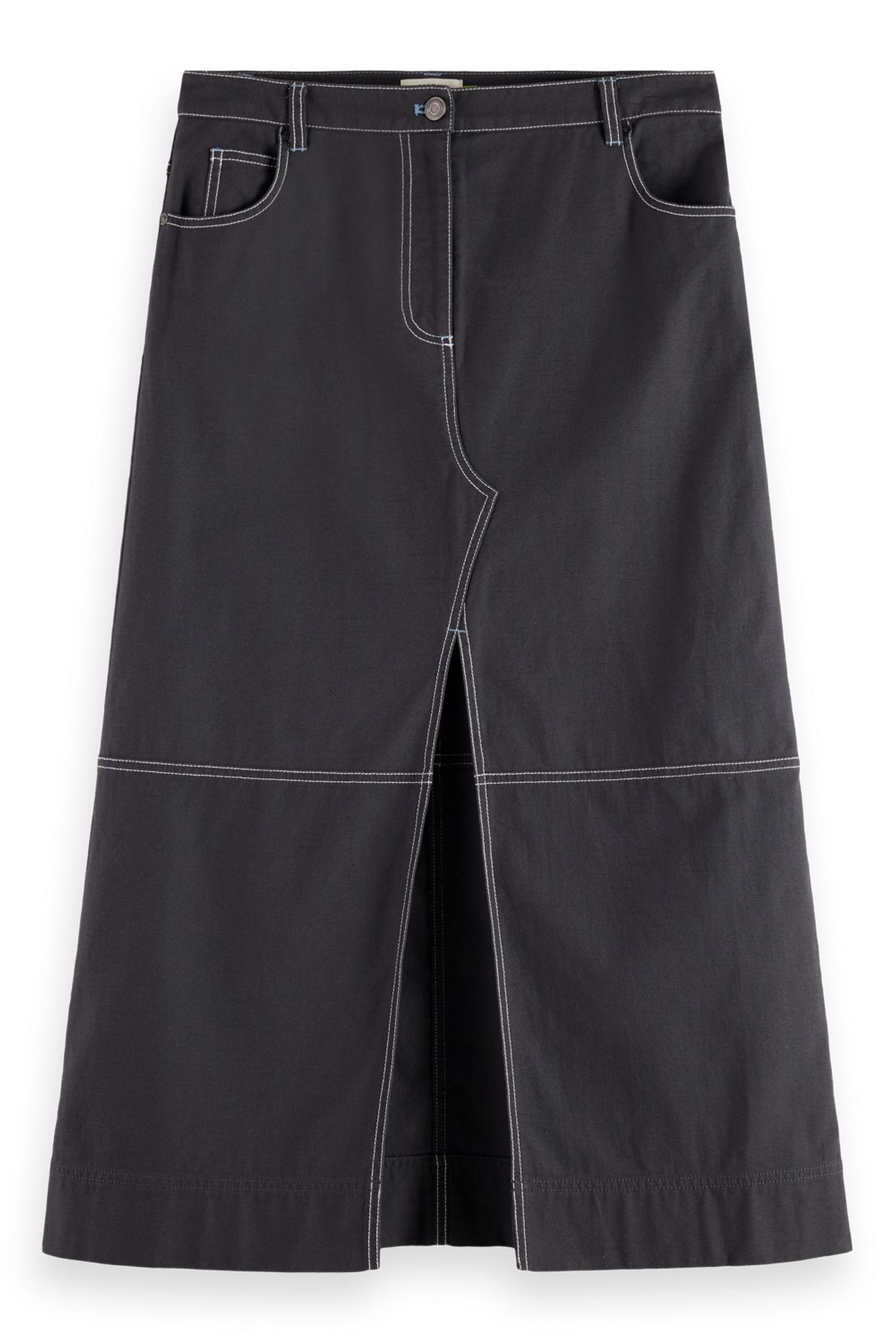 WORKWEAR MIDI SKIRT WITH FRONT SLIT CHARCOAL ART 5