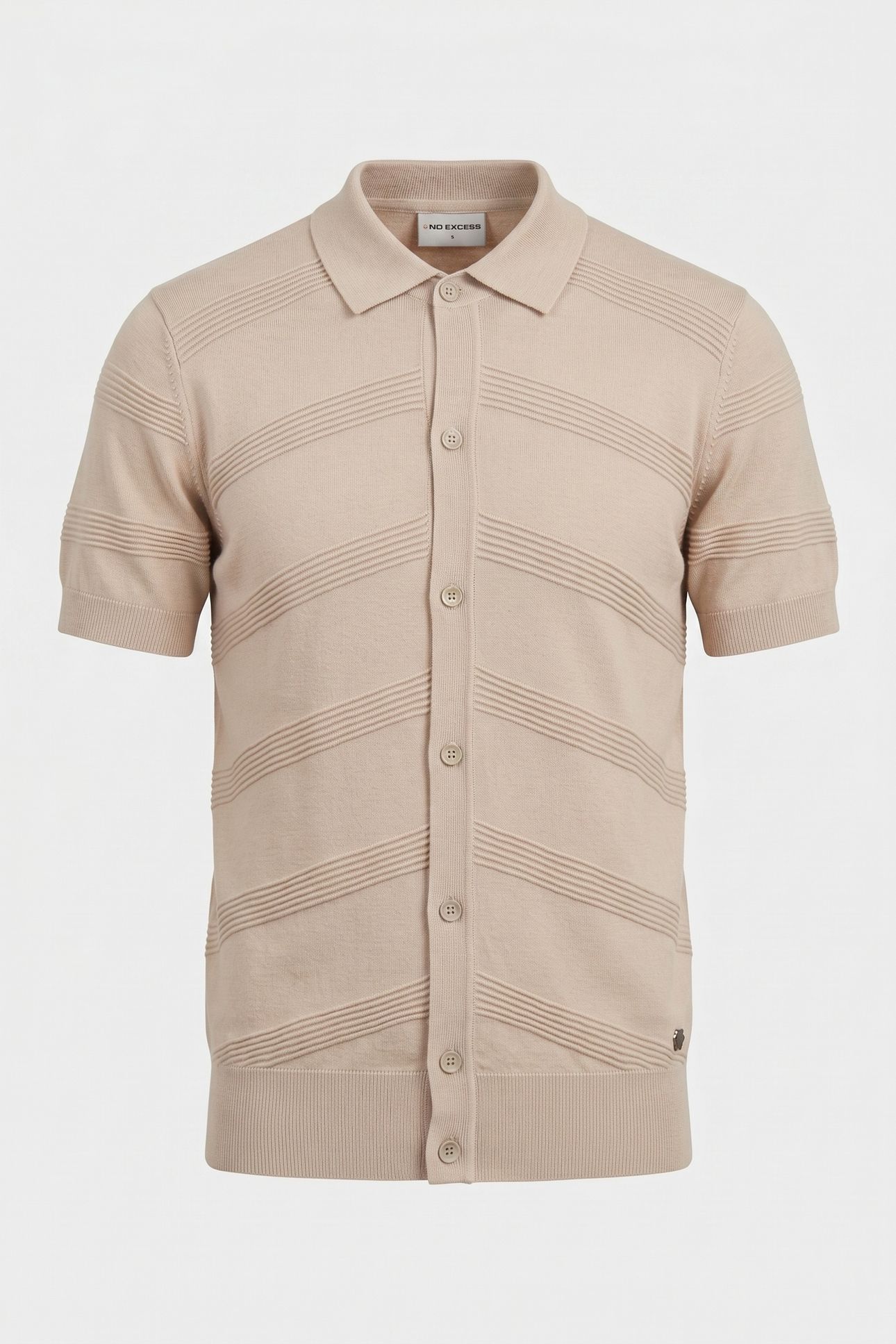 PULLOVER SHORT SLEEVE FULL BUTTON POLO RELIEF KNIT CEMENT 3