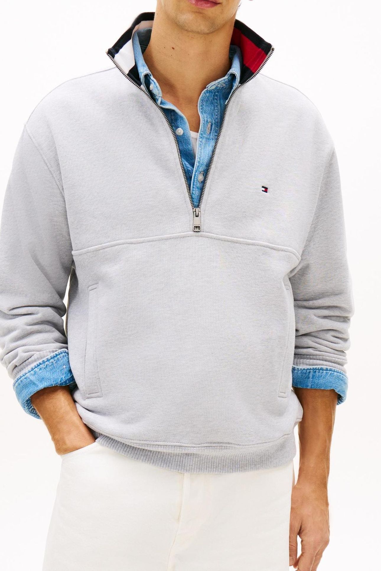 FLAG 1/4 ZIP LIGHT GREY HEATHER 2