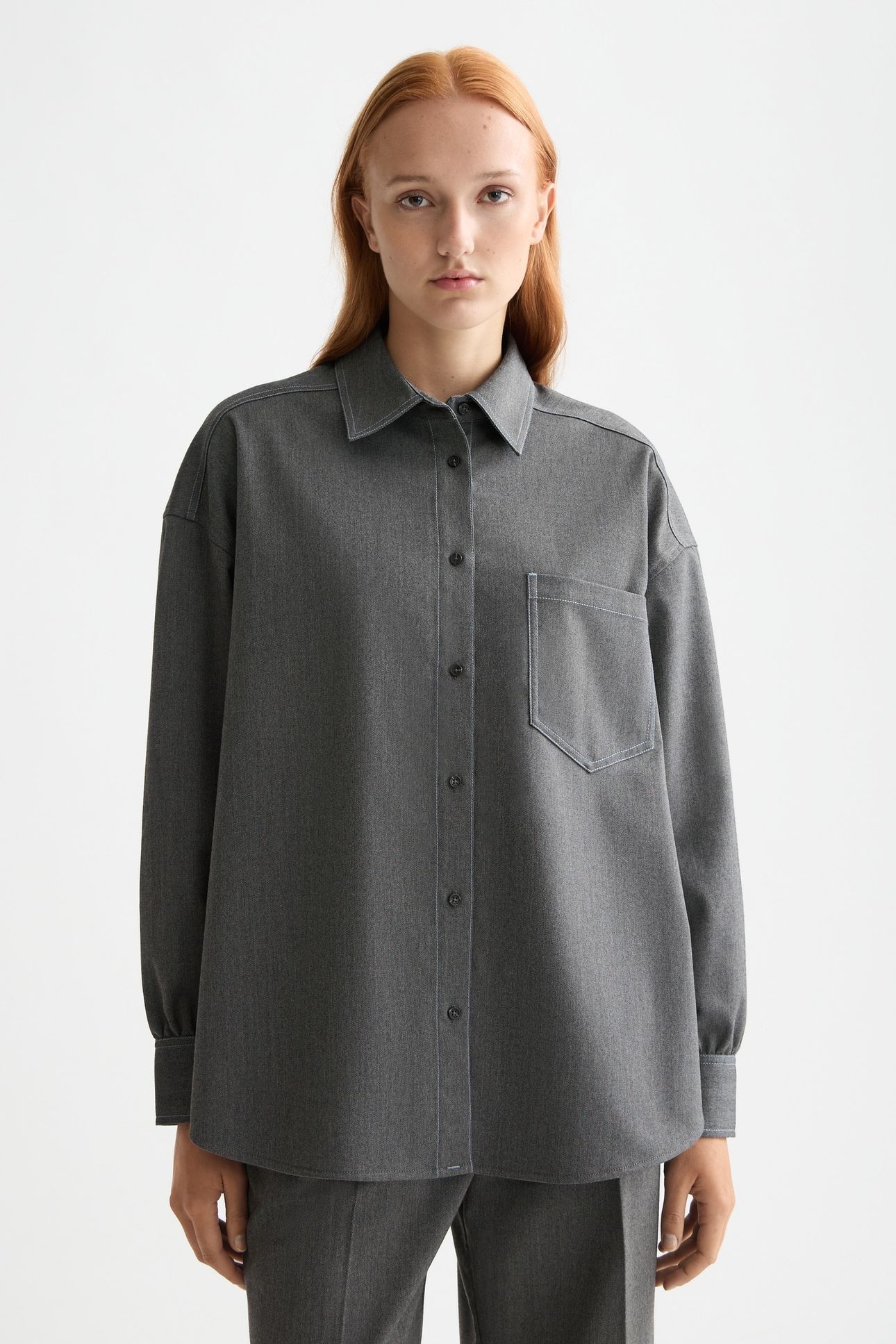 GIRLFRIEND HERRINGBONE SHIRT GREY BLACK HERRINGBONE 2