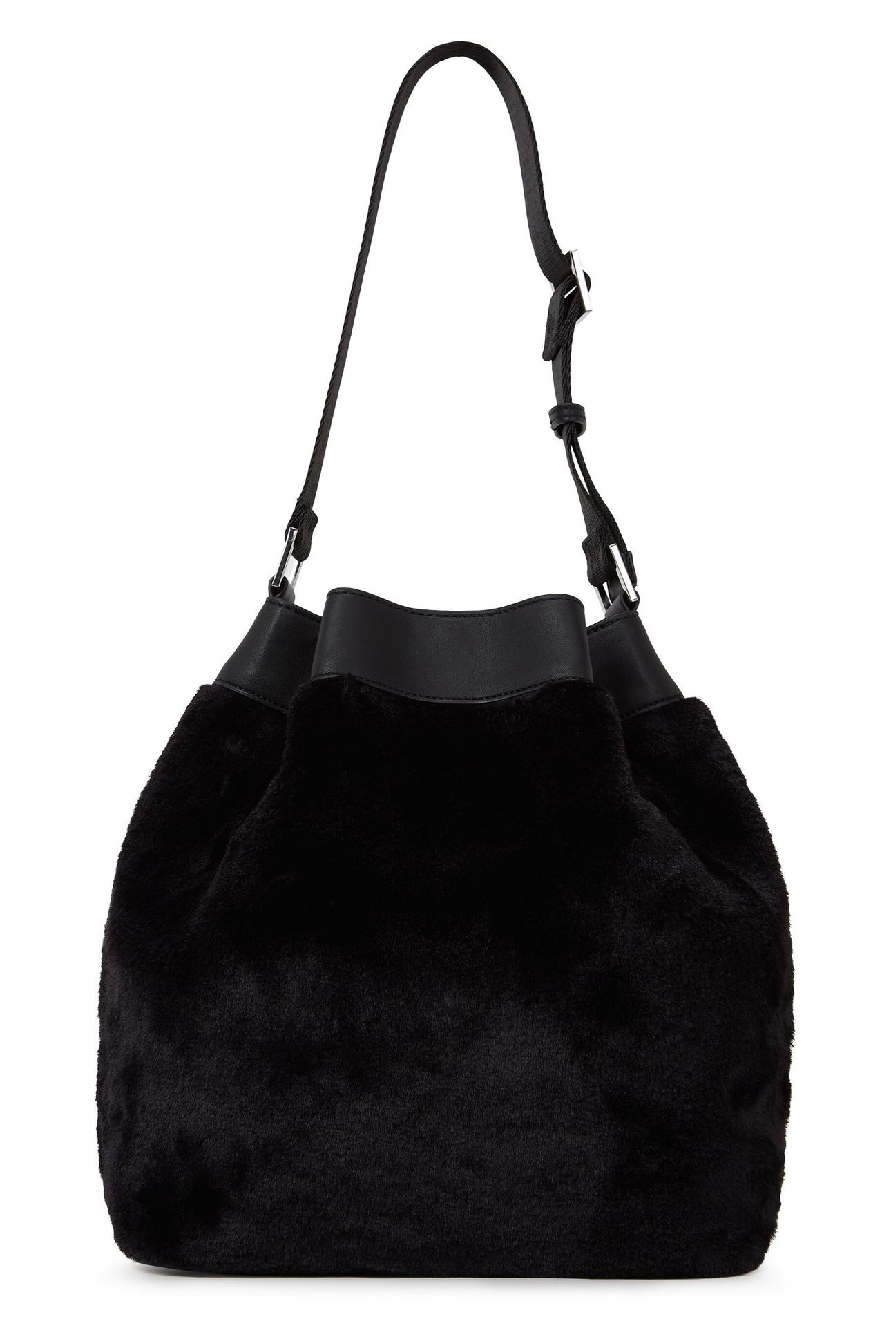 FAUX FUR BUCKET BAG BLACK 3