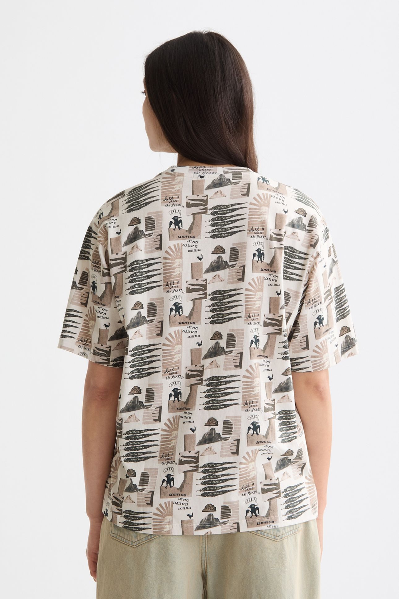 ALL OVER PRINTED LOOSE FIT T-SHIRT ART DEPT COLLAGE GREY SCA 3