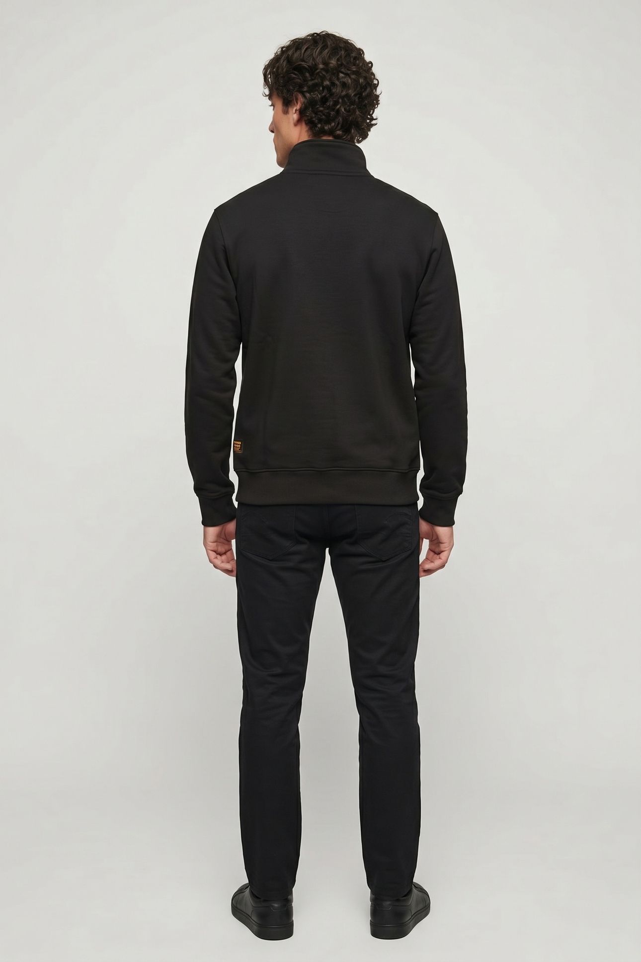 ZIP STAND UP COLLAR SWEAT L\S DK BLACK 2