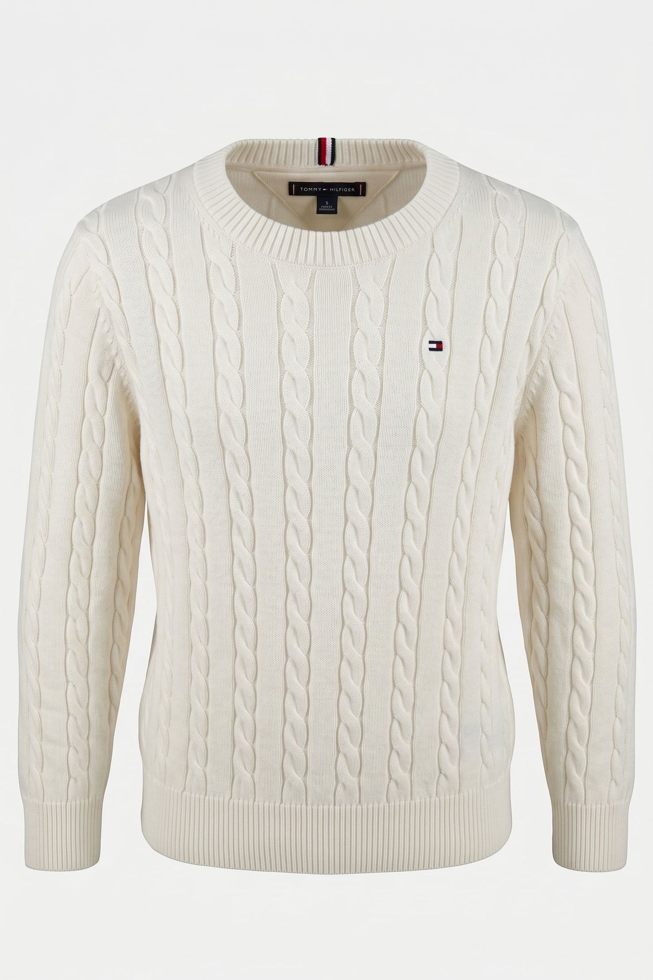 BOYS COTTON CABLE SWEATER IVORY SILK 2