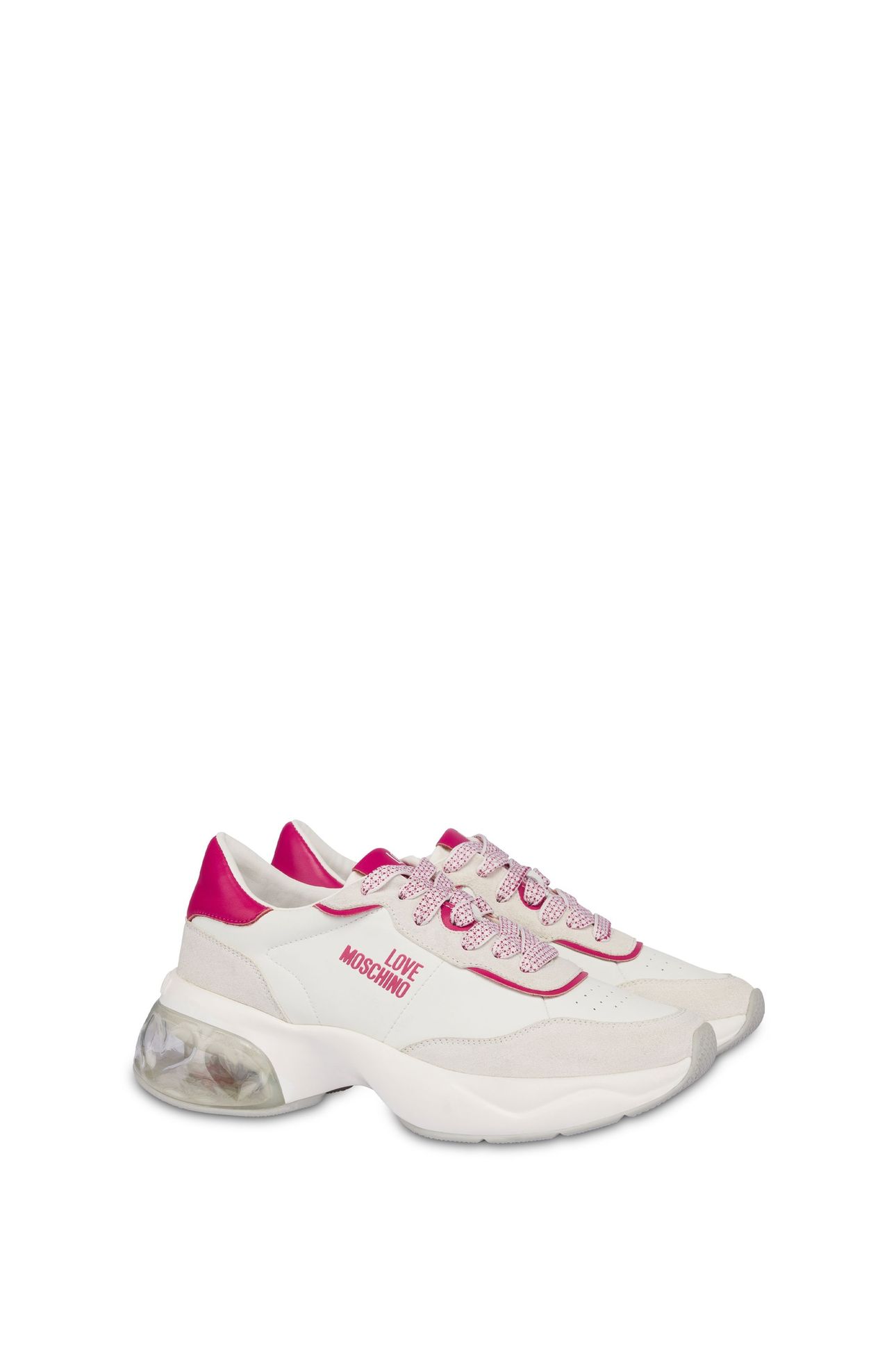 CRYSTAL LOVE CALFSKIN AND SPLIT LEATHER SNEAKERS WHITE 2