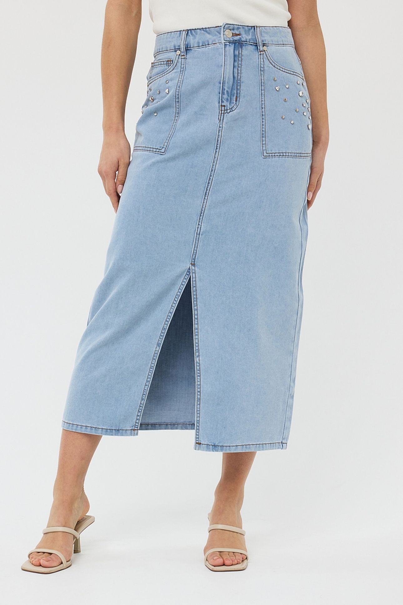 SKIRT MAXI EMBELLISHED JEANS BLUE 2