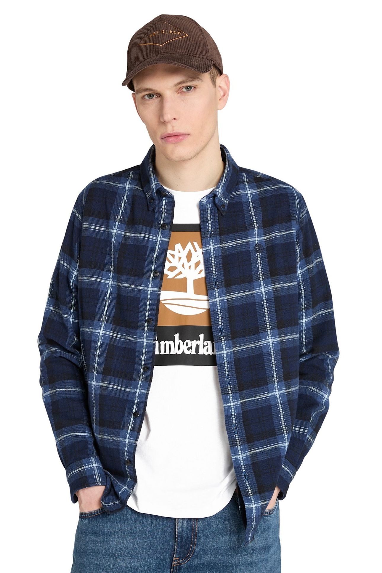 MIDWEIGHT FLANNEL CHECK SHIRT PEACOAT YD 2