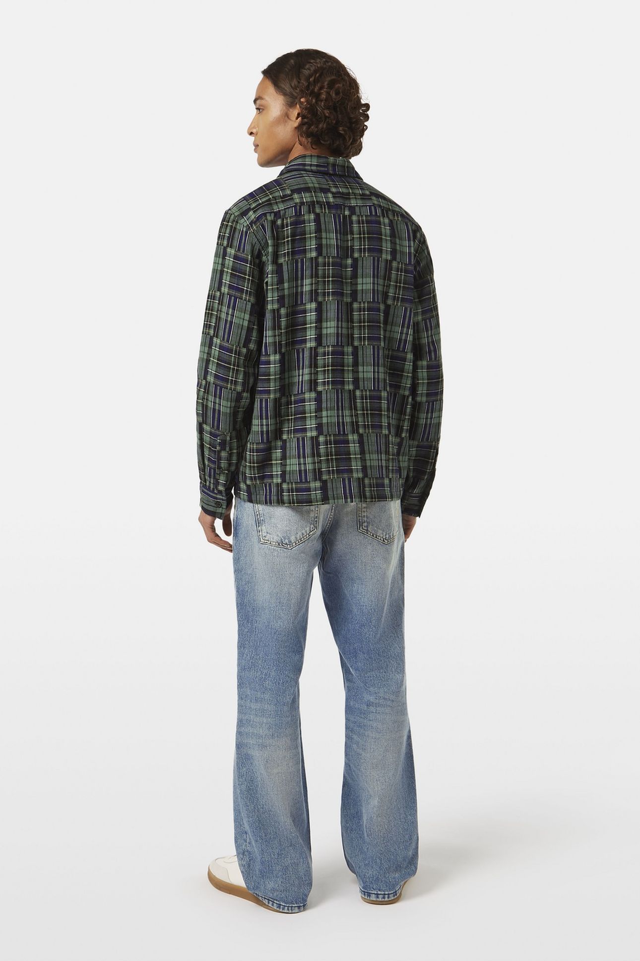 RELAXED FIT PATCHWORK SHIRT NAVY CHECK 3