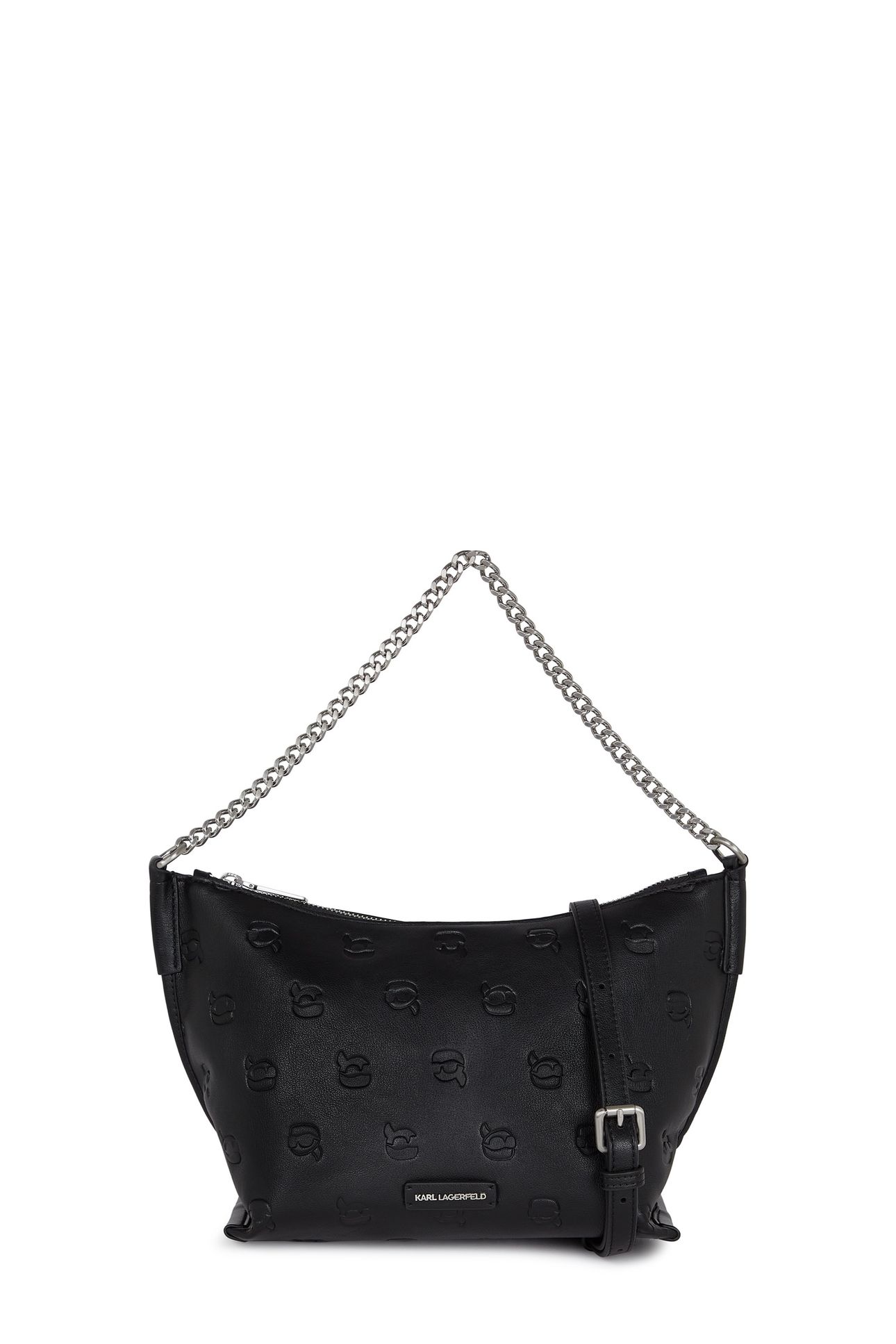 IKON MONOGRAM ZIP SHOULDER BAG AOP TONAL BLACK 1