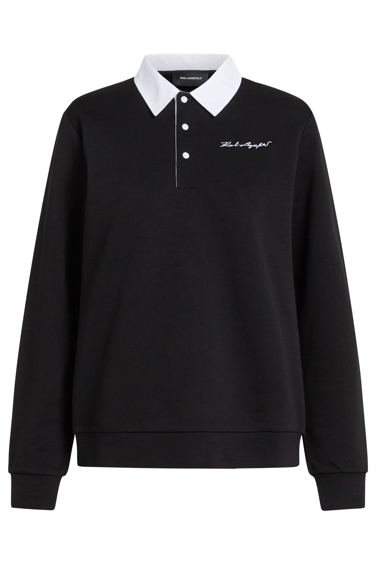POPLIN COLLAR SWEATSHIRT BLACK 1