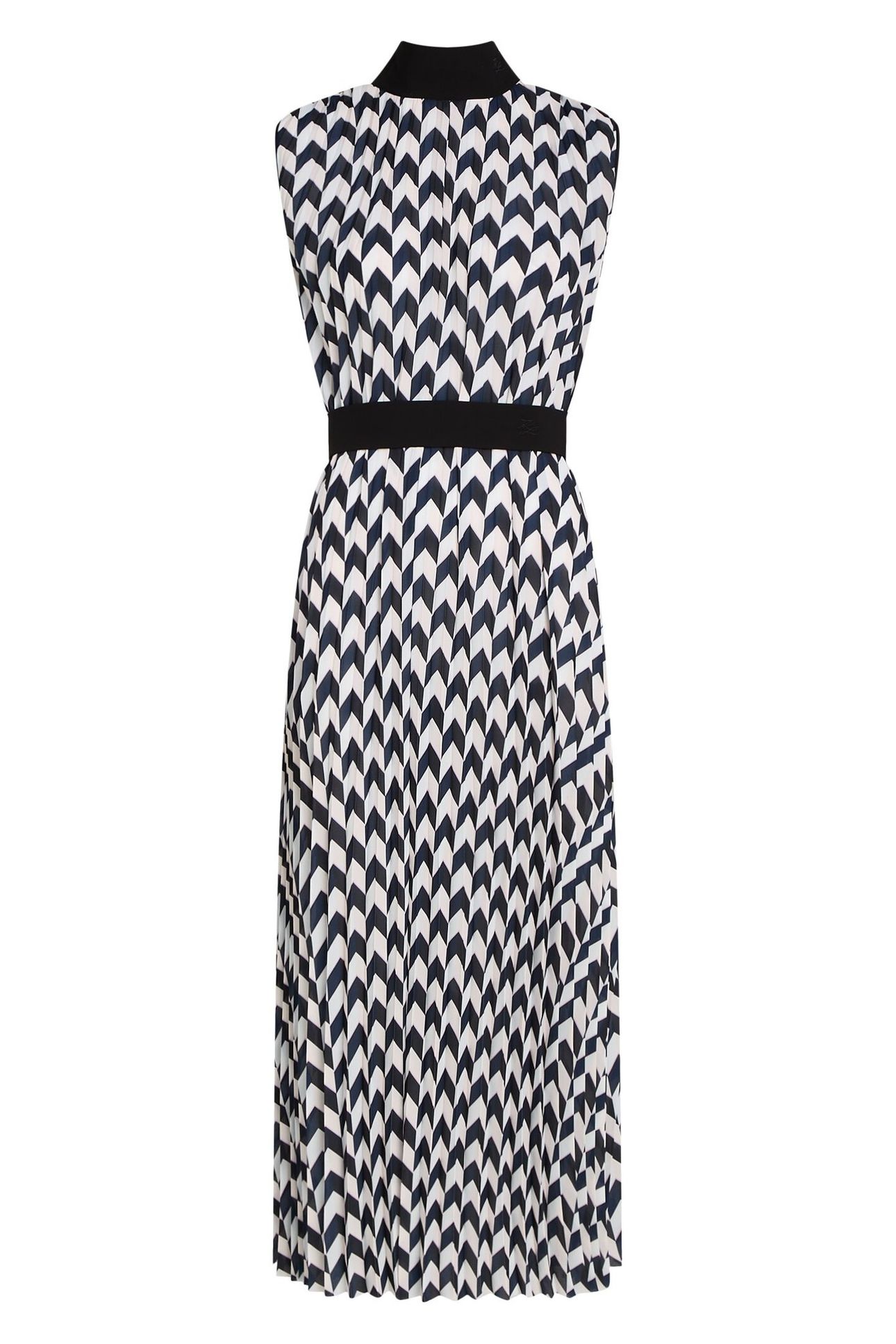 CHEVRON PLEATED DRESS BLACK/WHITE/PINK CHEVRON 3