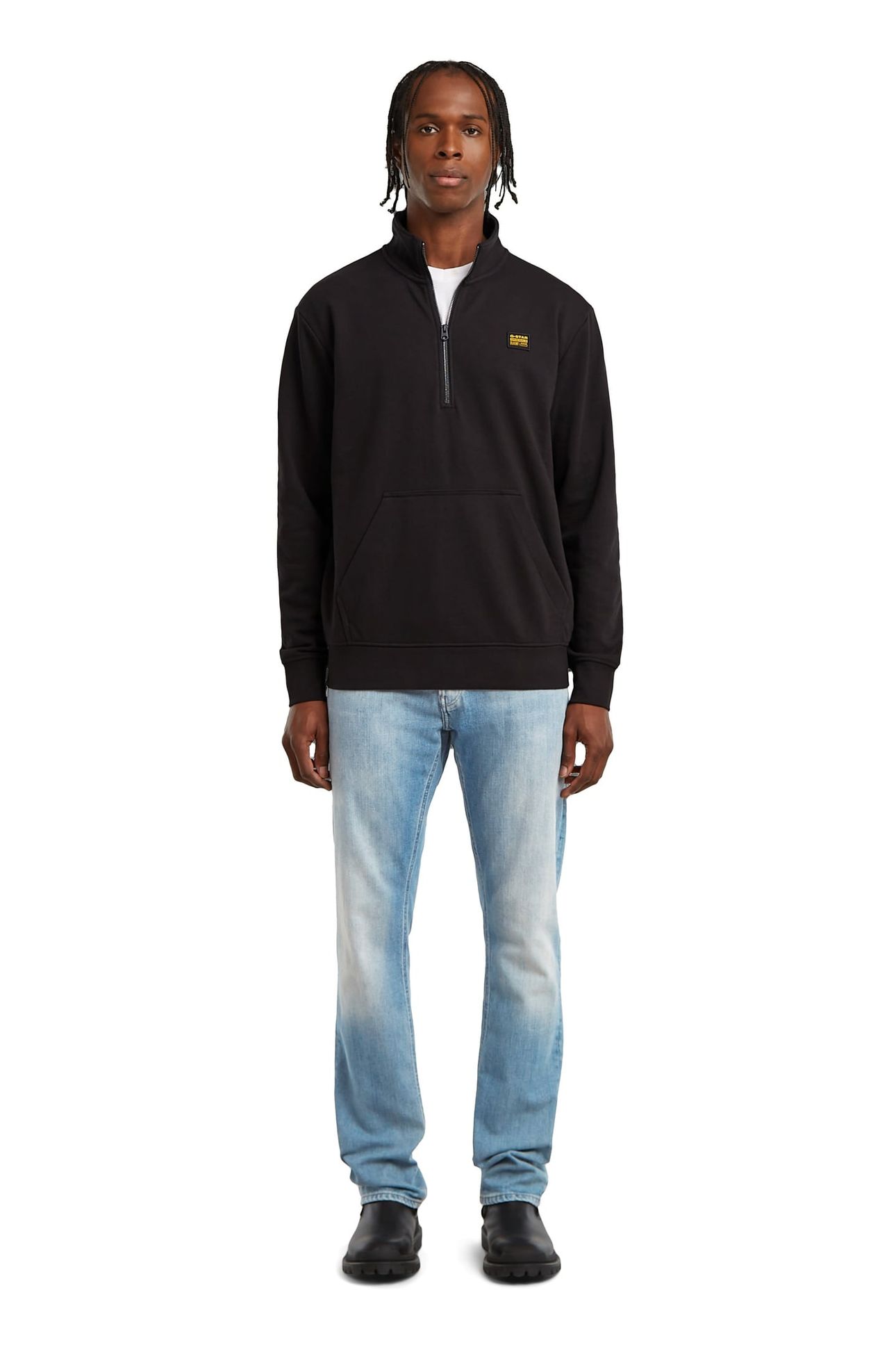 HALF ZIP SWEATER LABEL BADGE BLACK 1