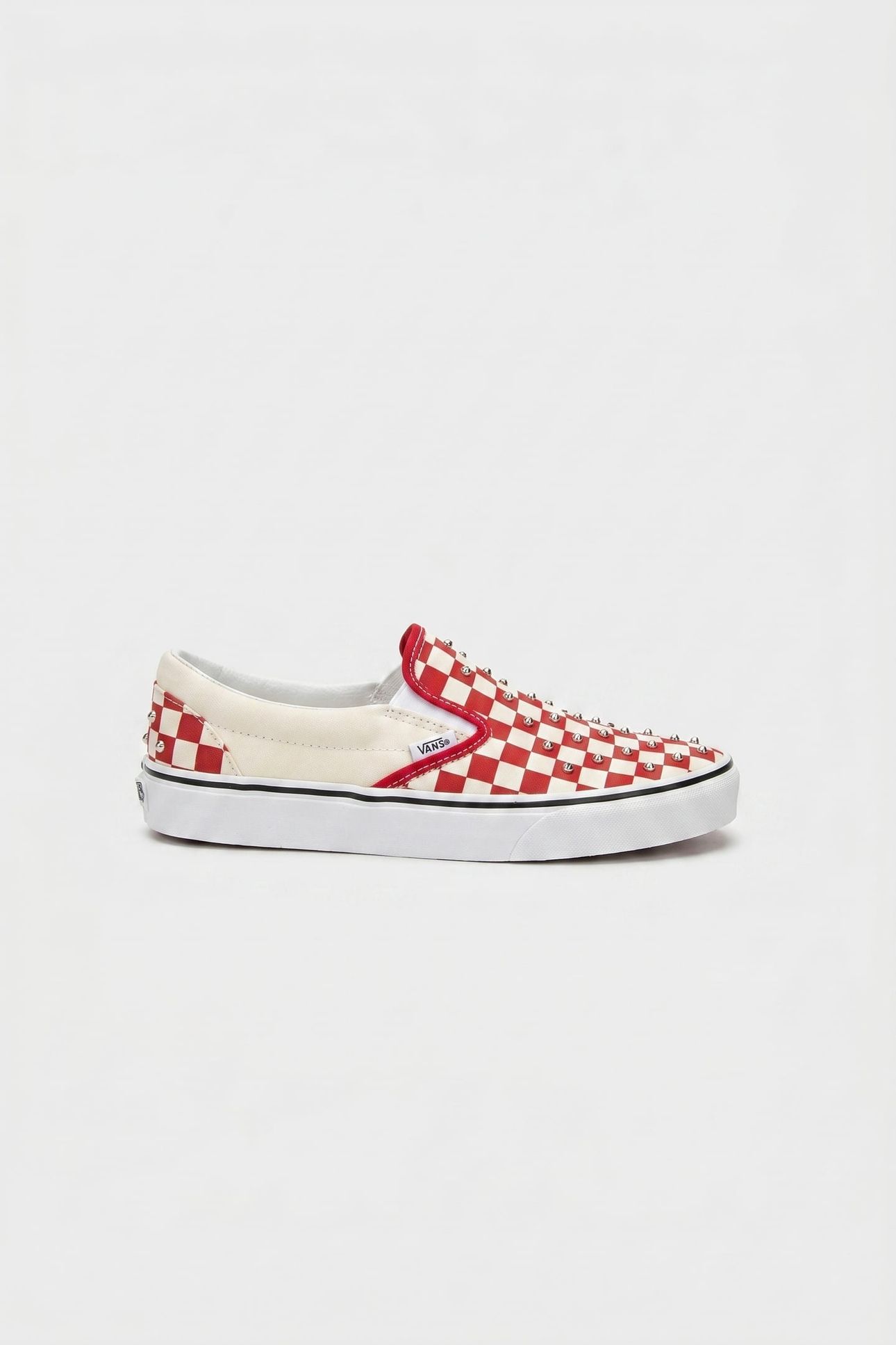 UNISEX CLASSIC SLIP-ON CHECKERBOARD RHINESTONE RACING RED 1