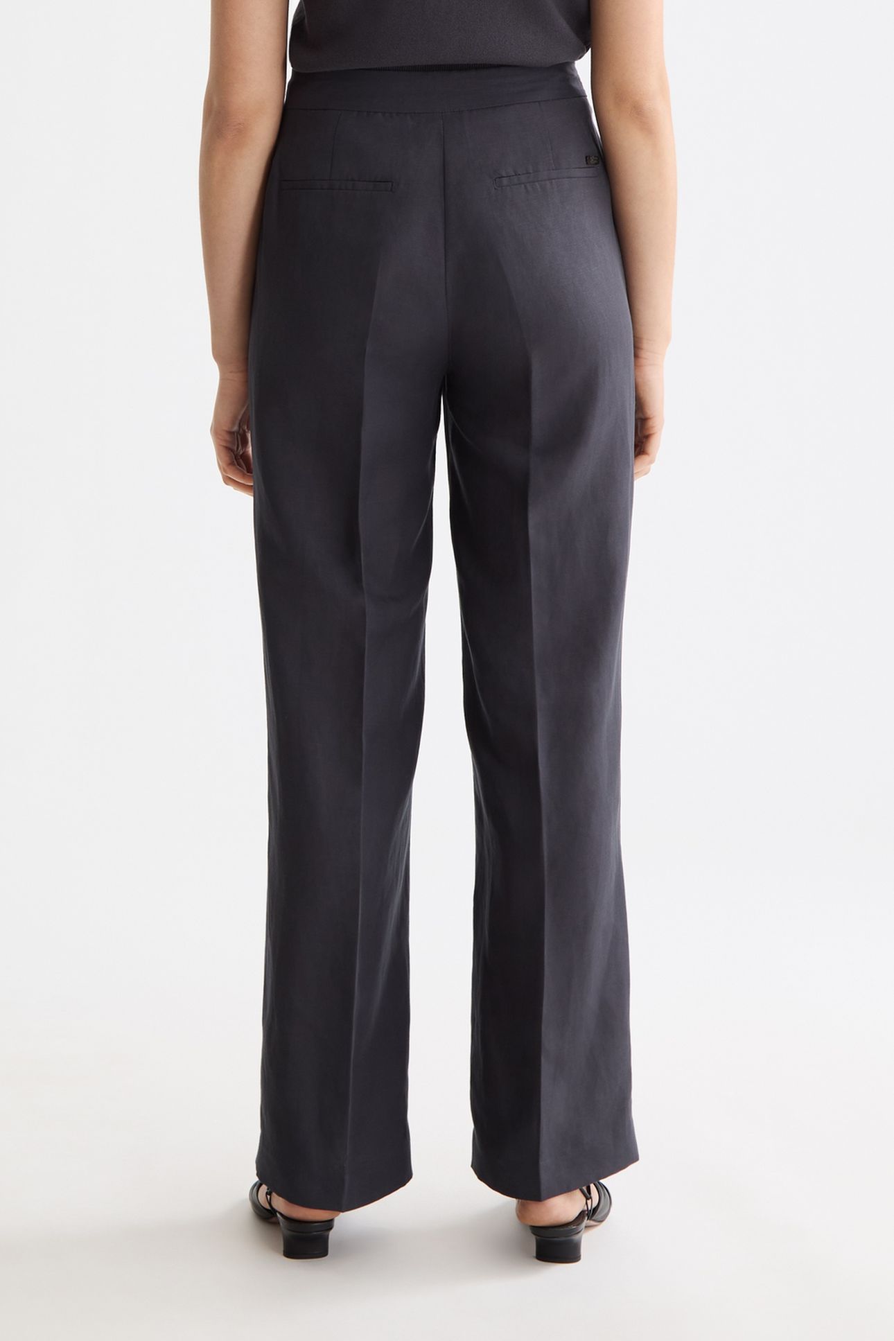 EDIE - HIGH RISE WIDE LEG DRAPEY PANT CHARCOAL ART 3