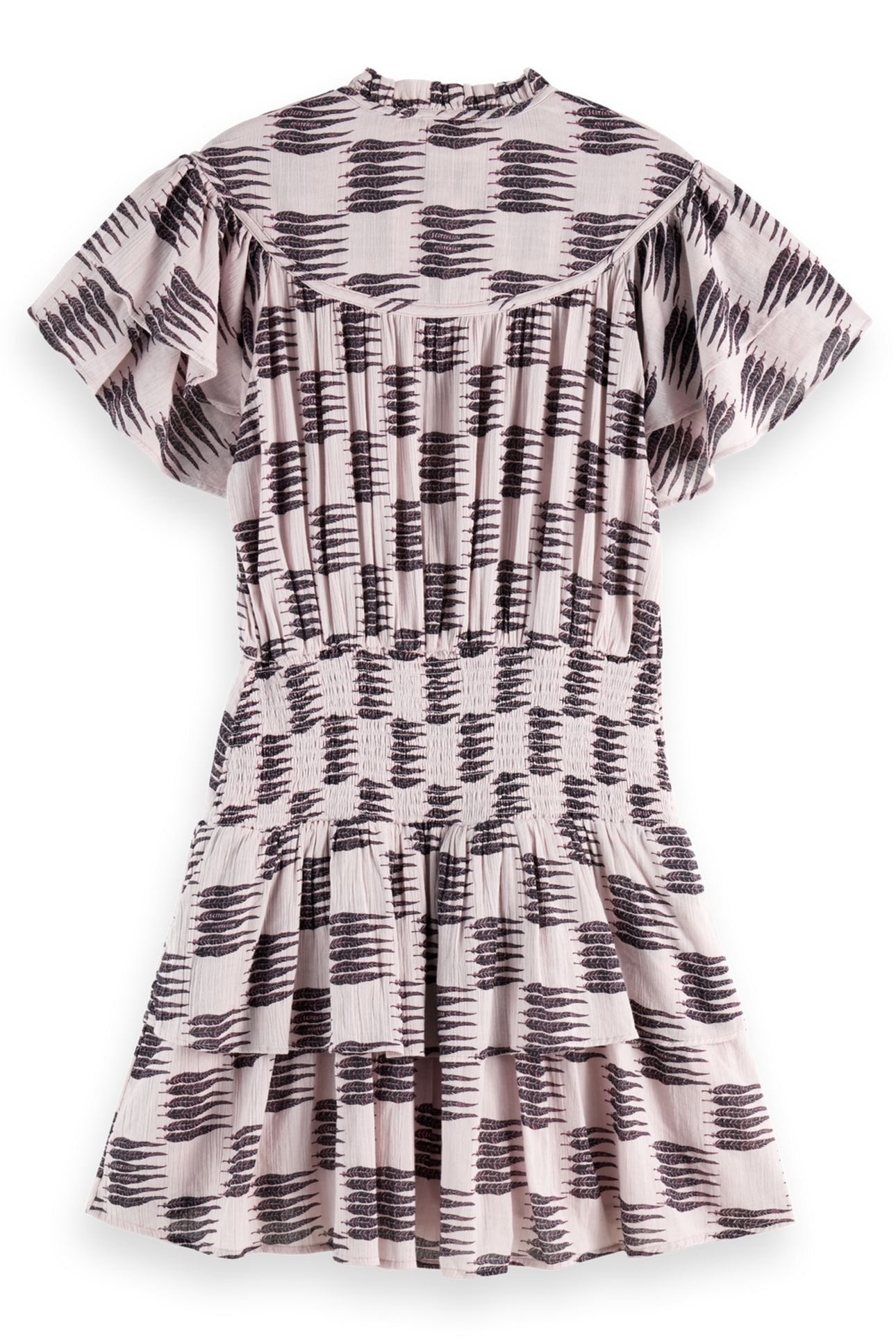RUFFLED MINI DRESS WITH GATHERED WAIST FEATHER BLOCK 5