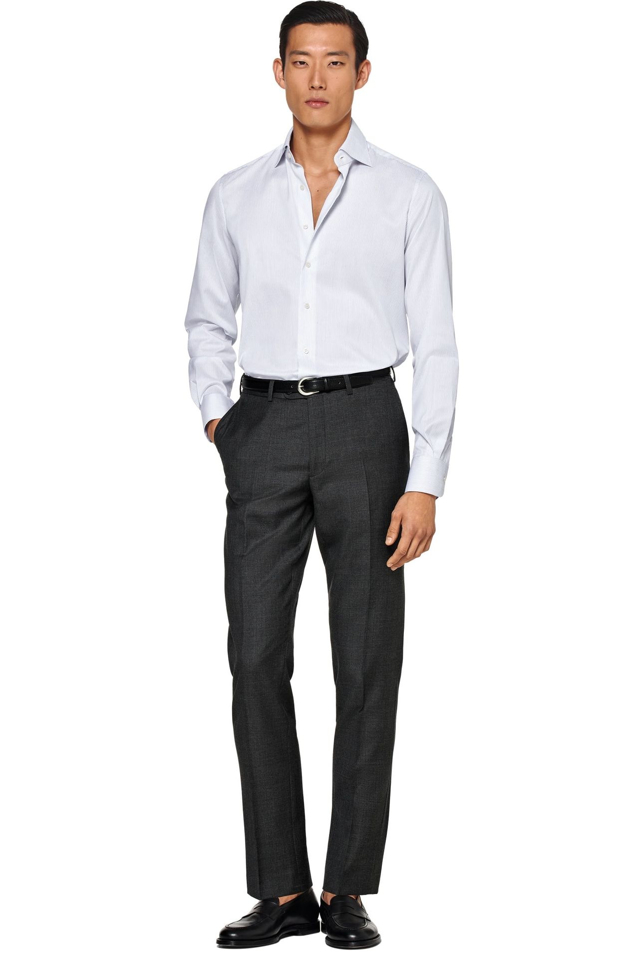 TRAVELLER PINSTRIPE FORMAL SHIRTS WHITE 1