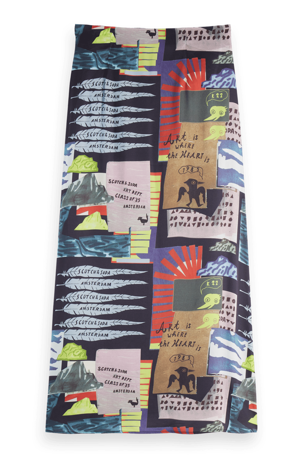 HIGH RISE MIDI WRAP SKIRT ART DEPT COLLAGE MULTICOLOR 4