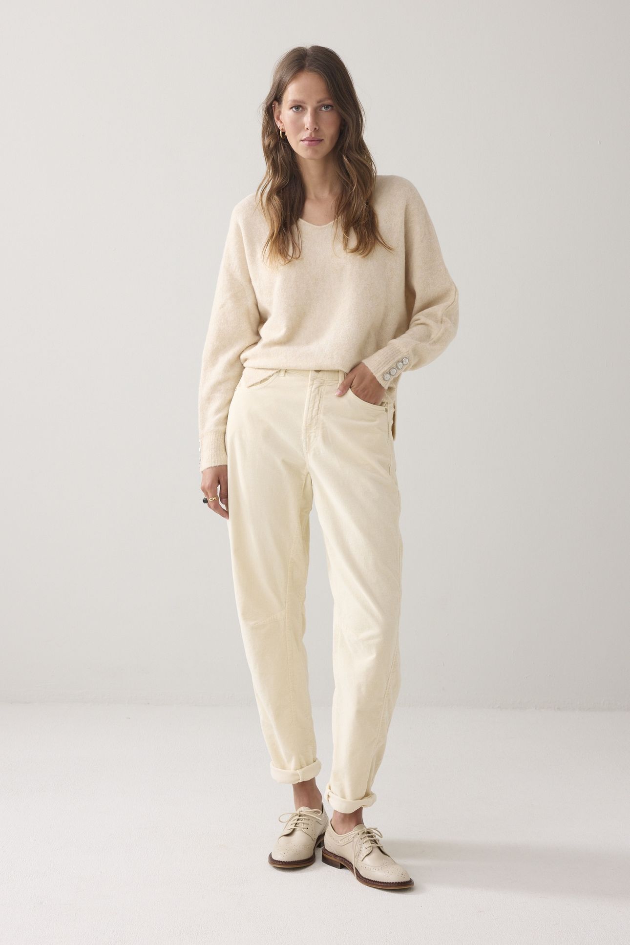 COCOON PANTS COTTON FLEX CORD IVORY 2