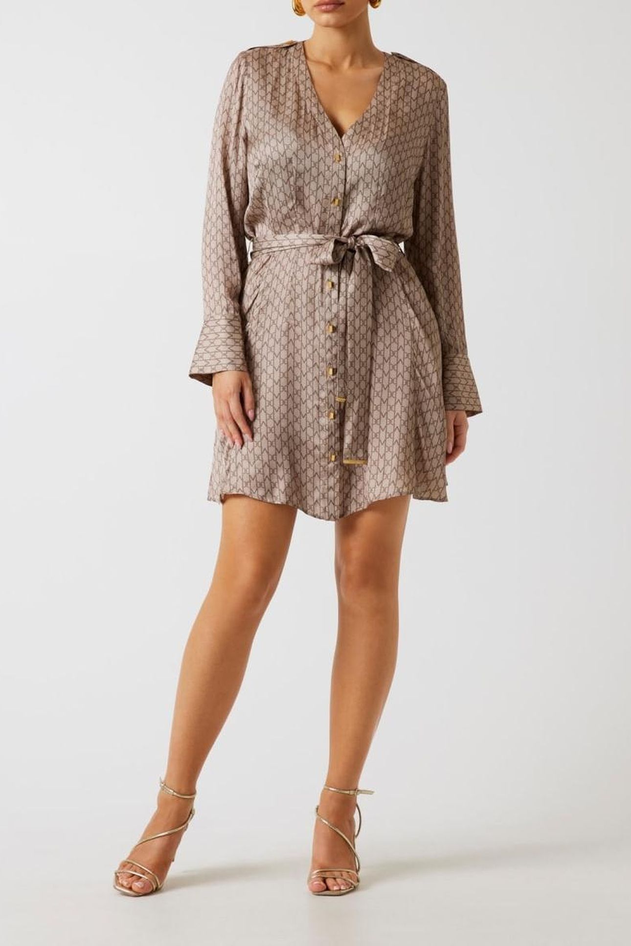 BRITNEY LS SHORT DRESS MONOGRAM COMBO VELVE 5