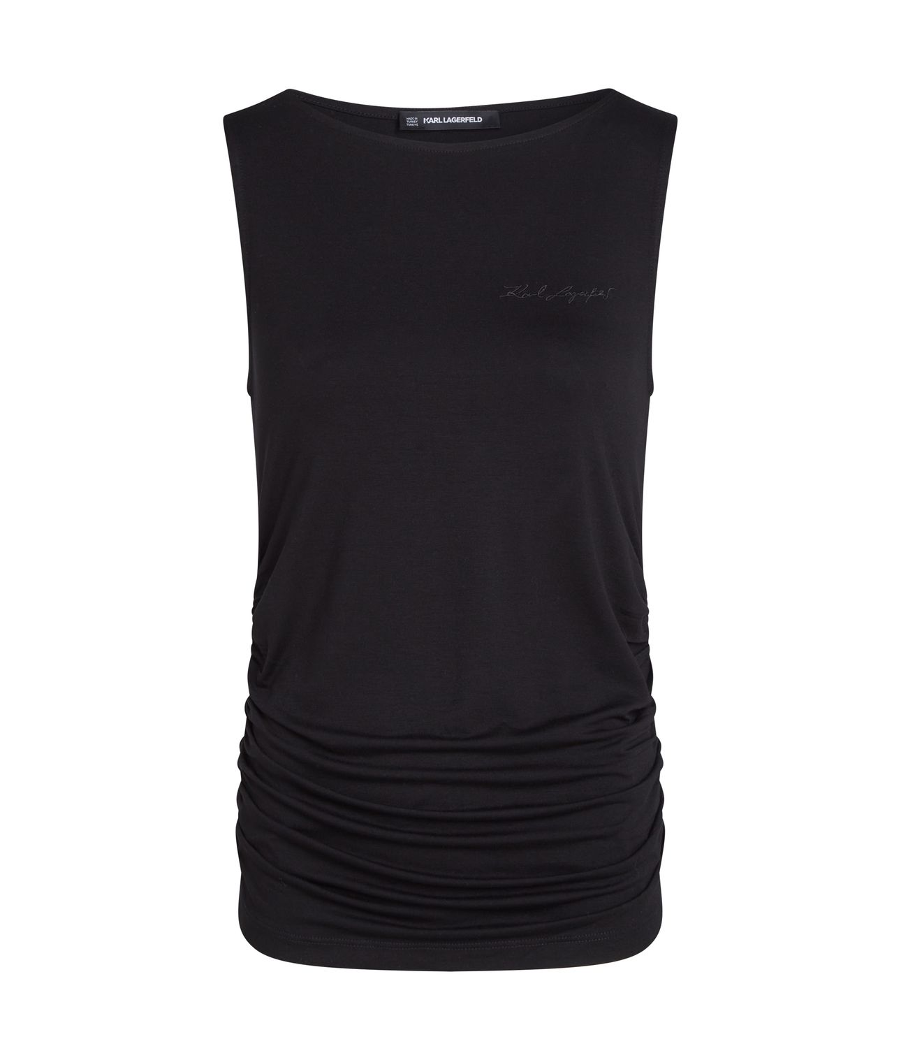 BOAT NECK RUCHED DETAIL TOP BLACK 1