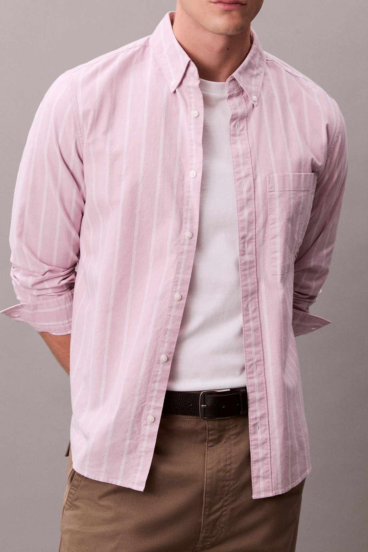 LS STRIPE OXFORD SHIRT ORCHID HAZE 1