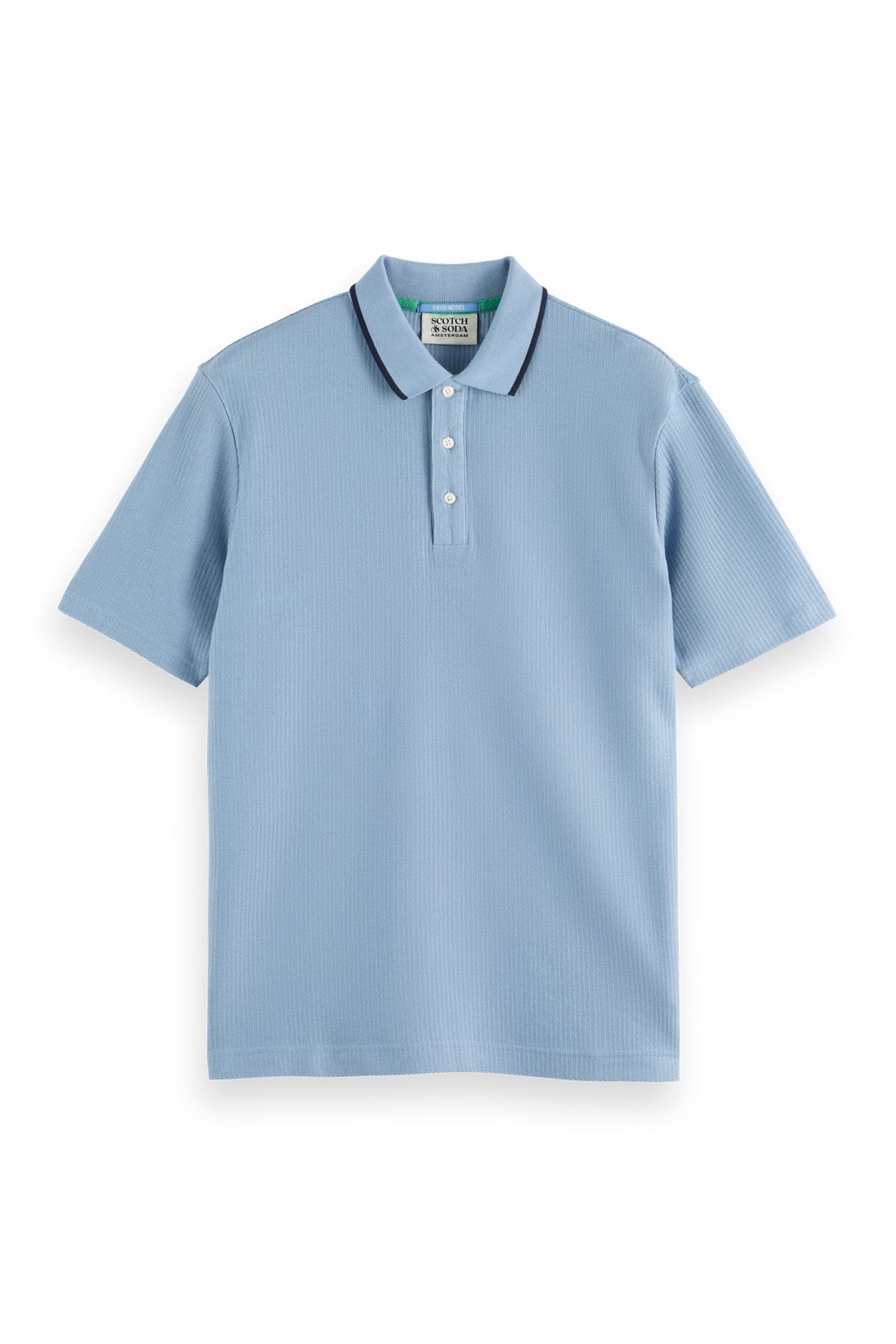 RELAXED-FIT STRUCTURED POLO FADED DENIM 1