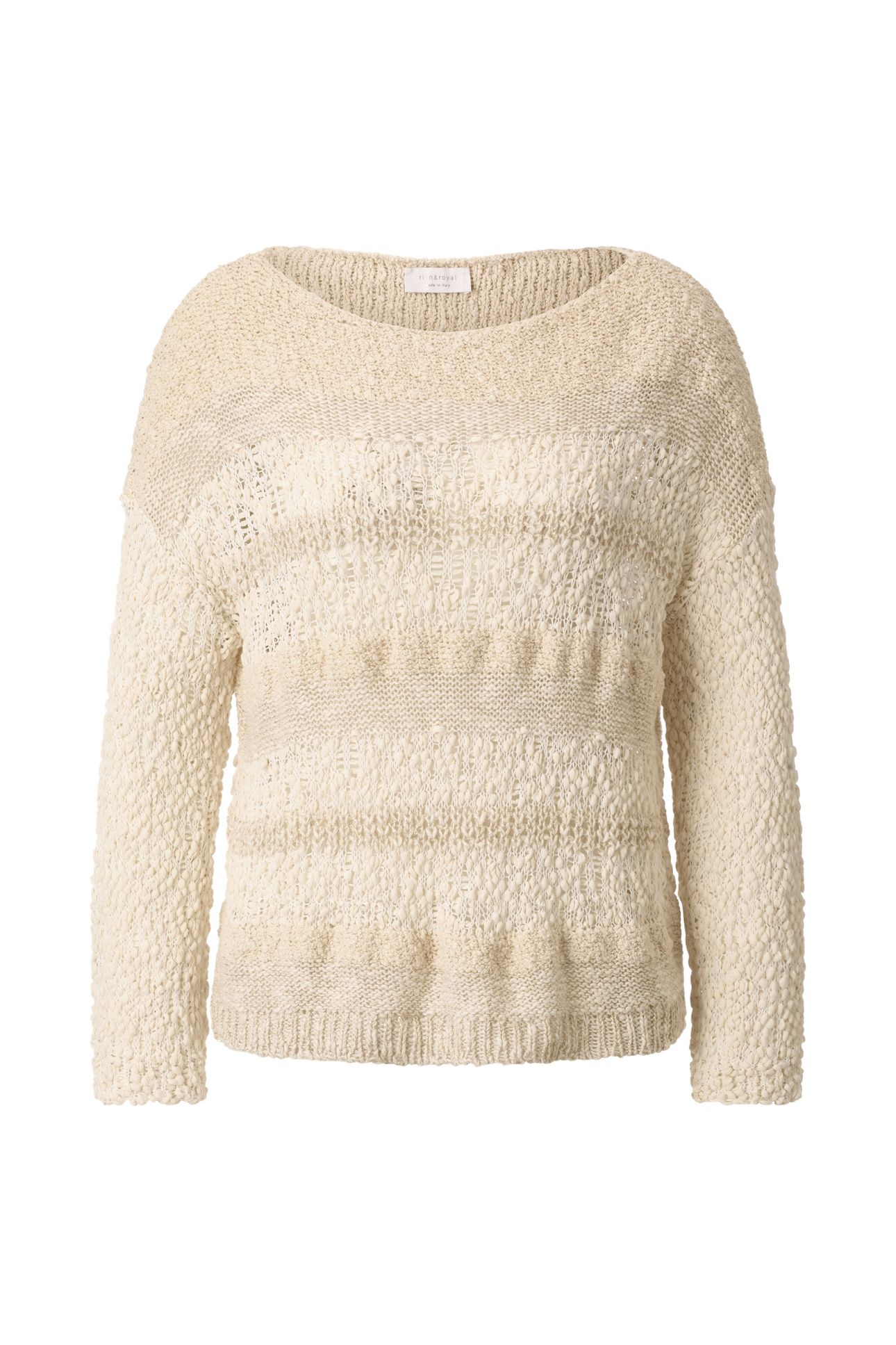 BOAT NECK PULLOVER YARN MIX STRIPE PEARL WHITE 3
