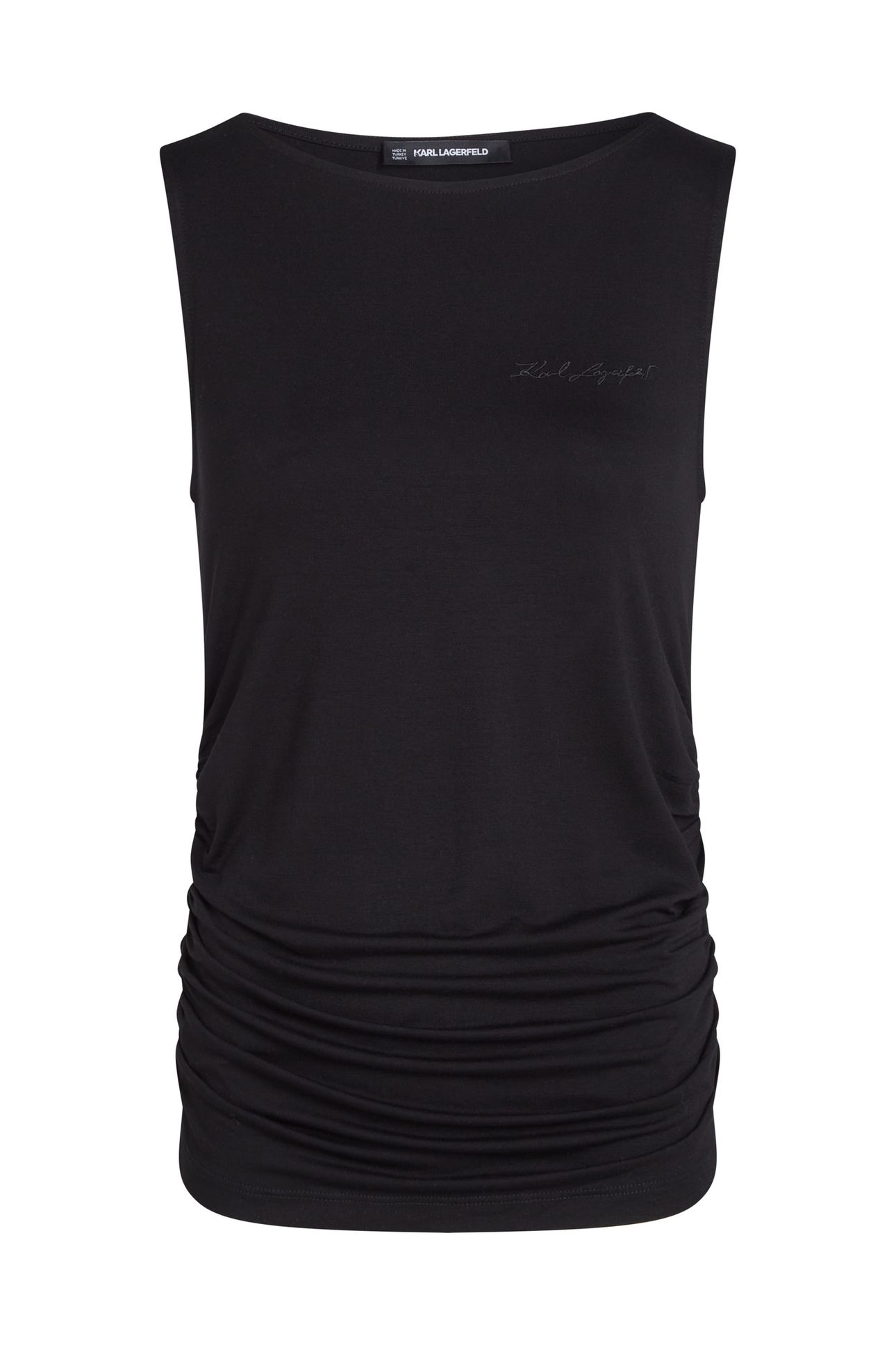 BOAT NECK RUCHED DETAIL TOP BLACK 3