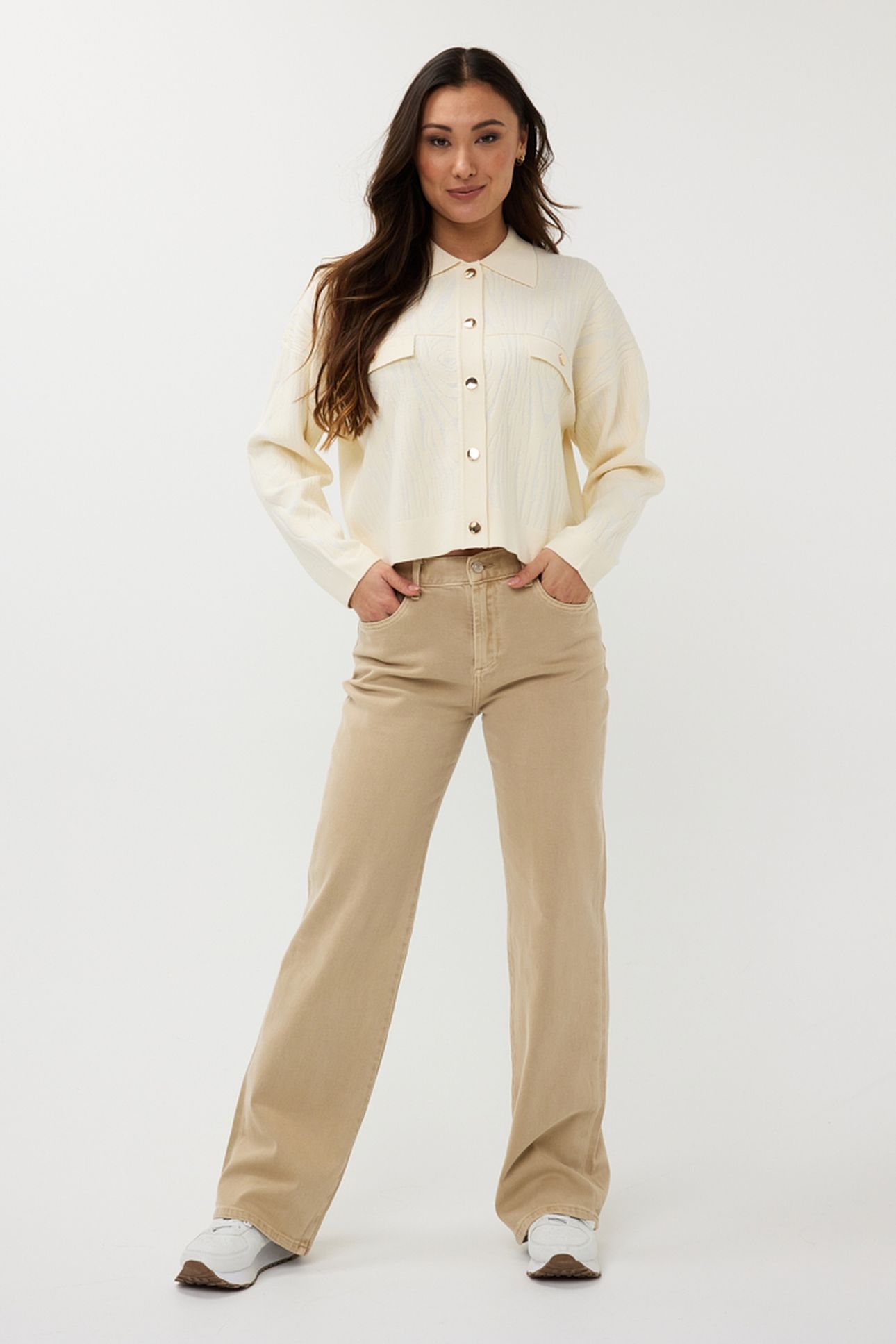 CARDIGAN JACQUARD 2TONE OFF WHITE 1