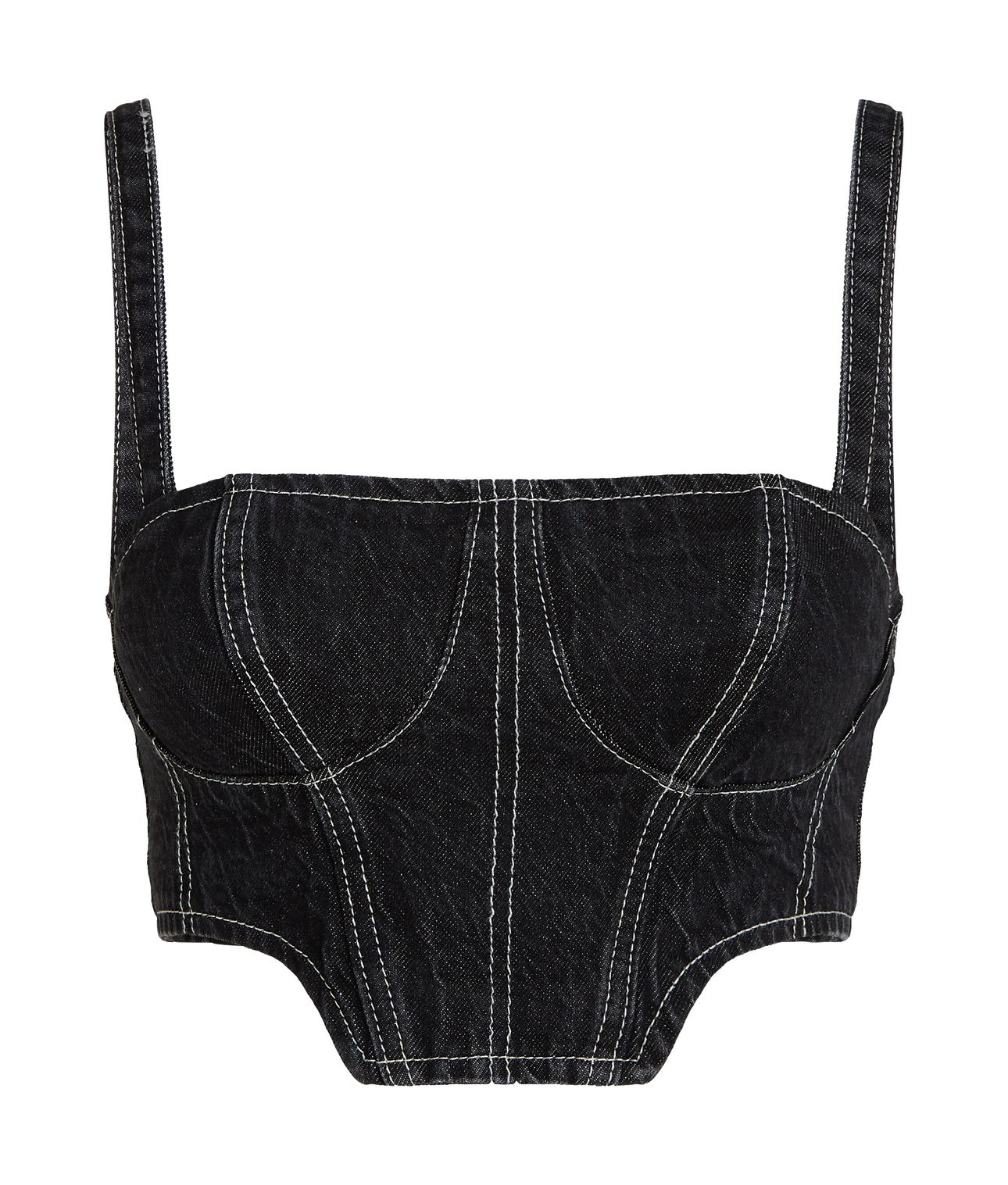 KLJ DENIM BUSTIER WASHED BLACK CONTRAST 5