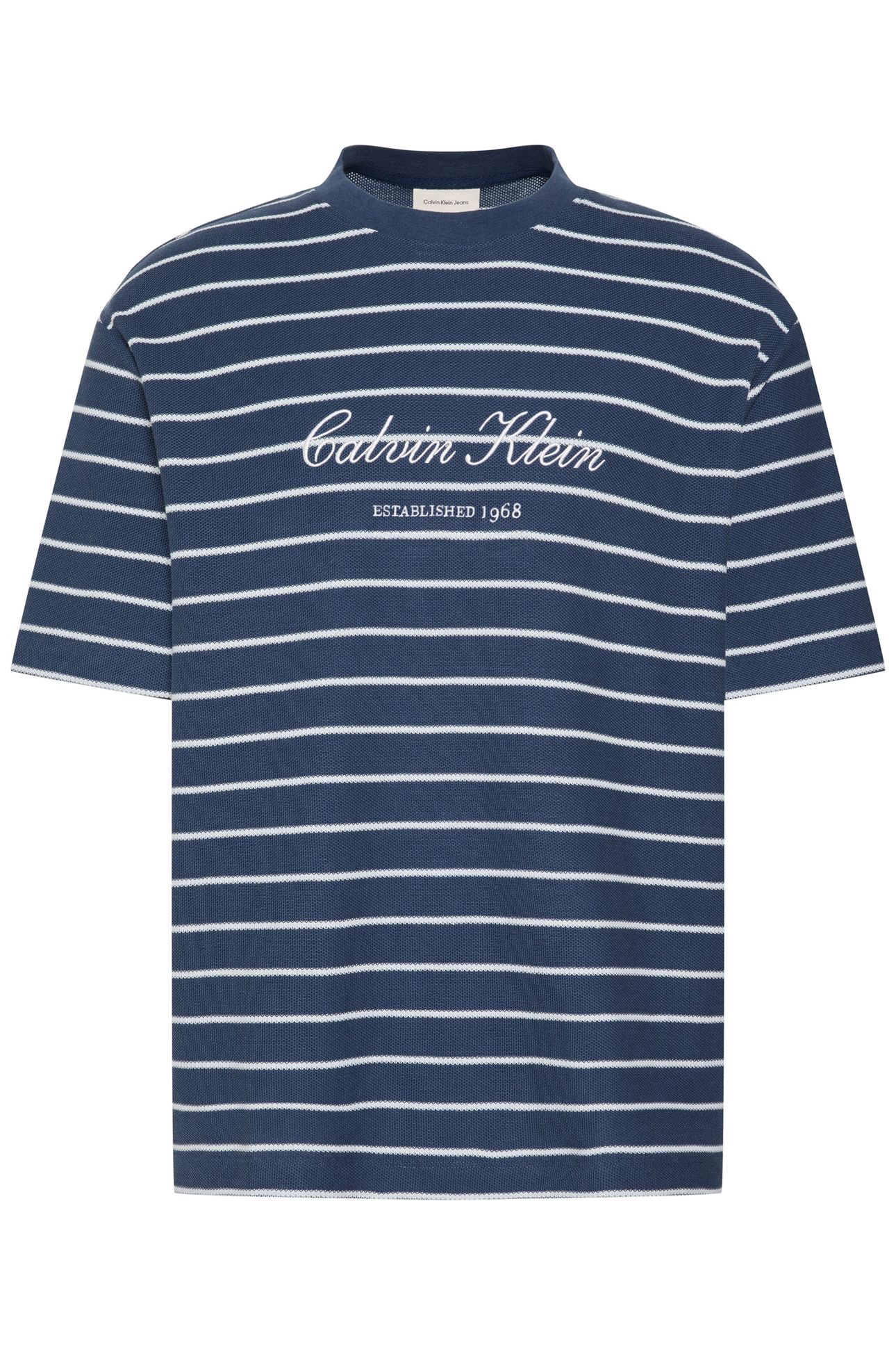 SS STRIPE CASUAL PIQUE TEE DARK DENIM 5
