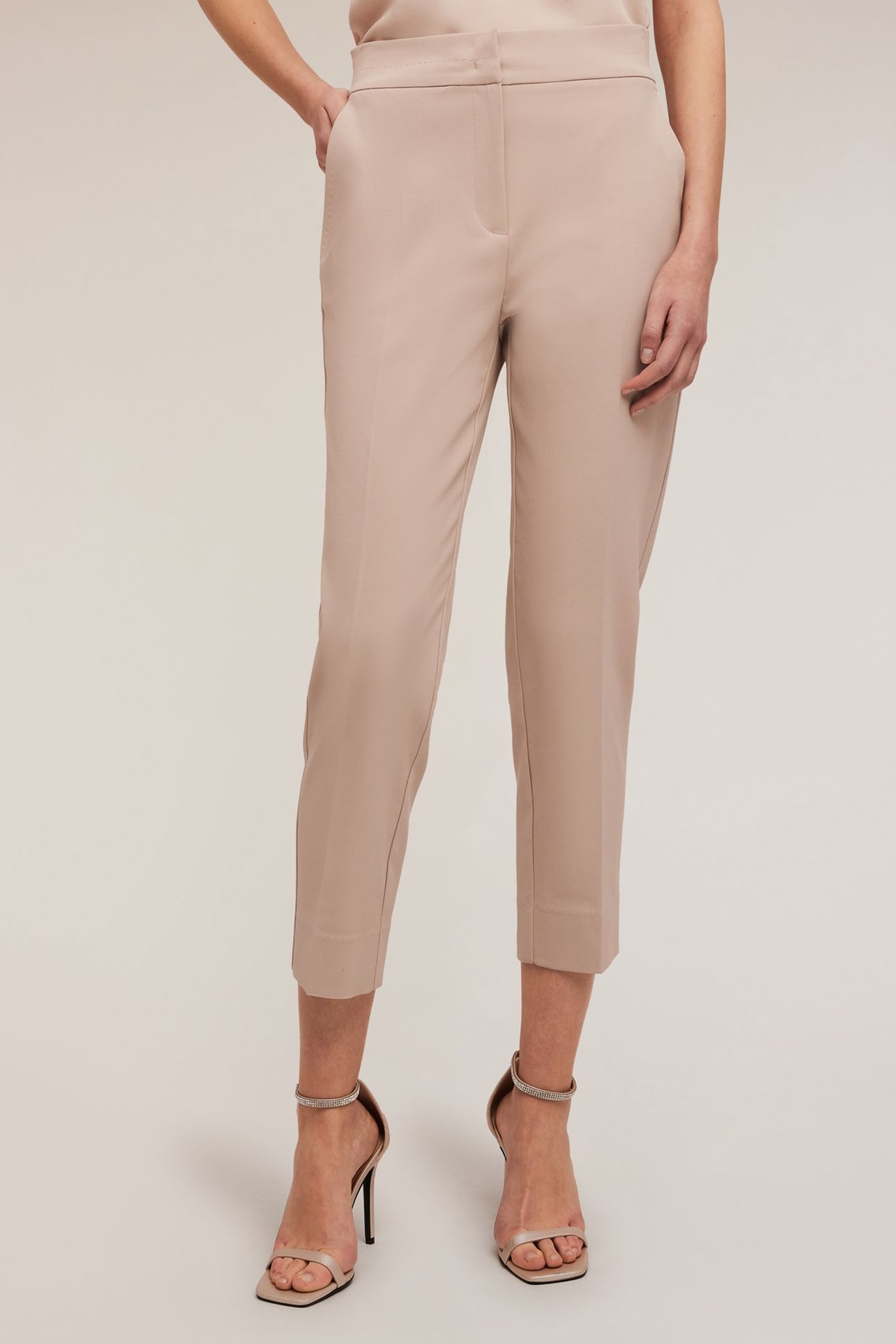 HIGH-WAISTED REGULAR-FIT TROUSERS BEIGE 1