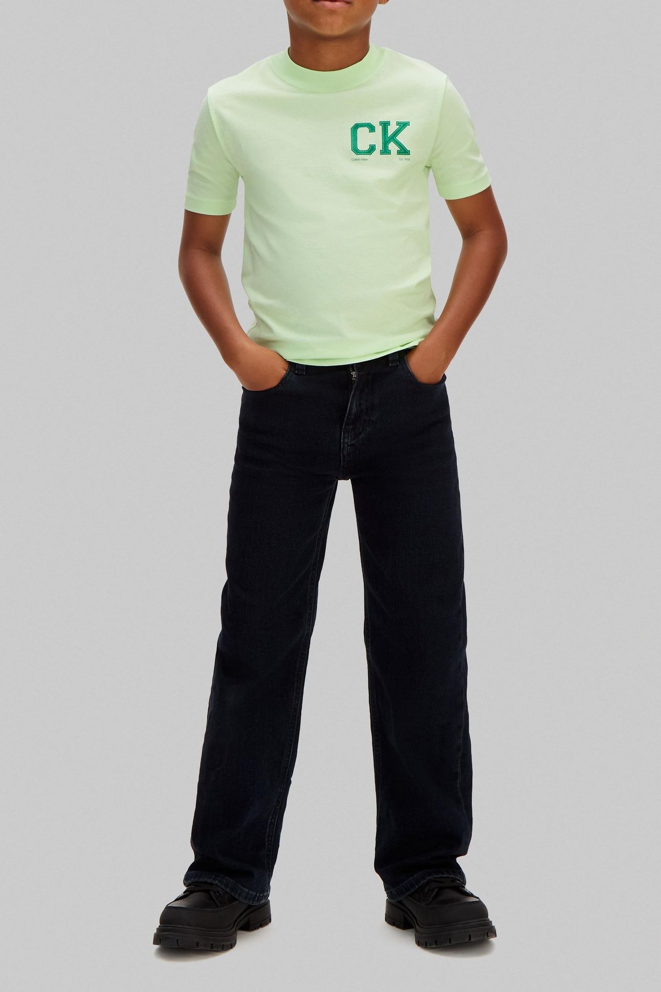BOYS CK CHEST LOGO SS T-SHIRT PATINA GREEN 3