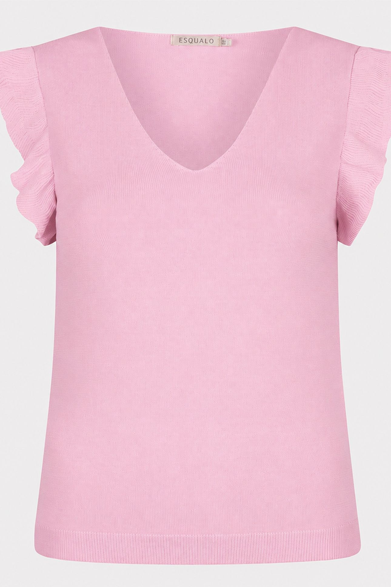 TOP V-NECK RUFFLE SLVE PASTEL PINK 1