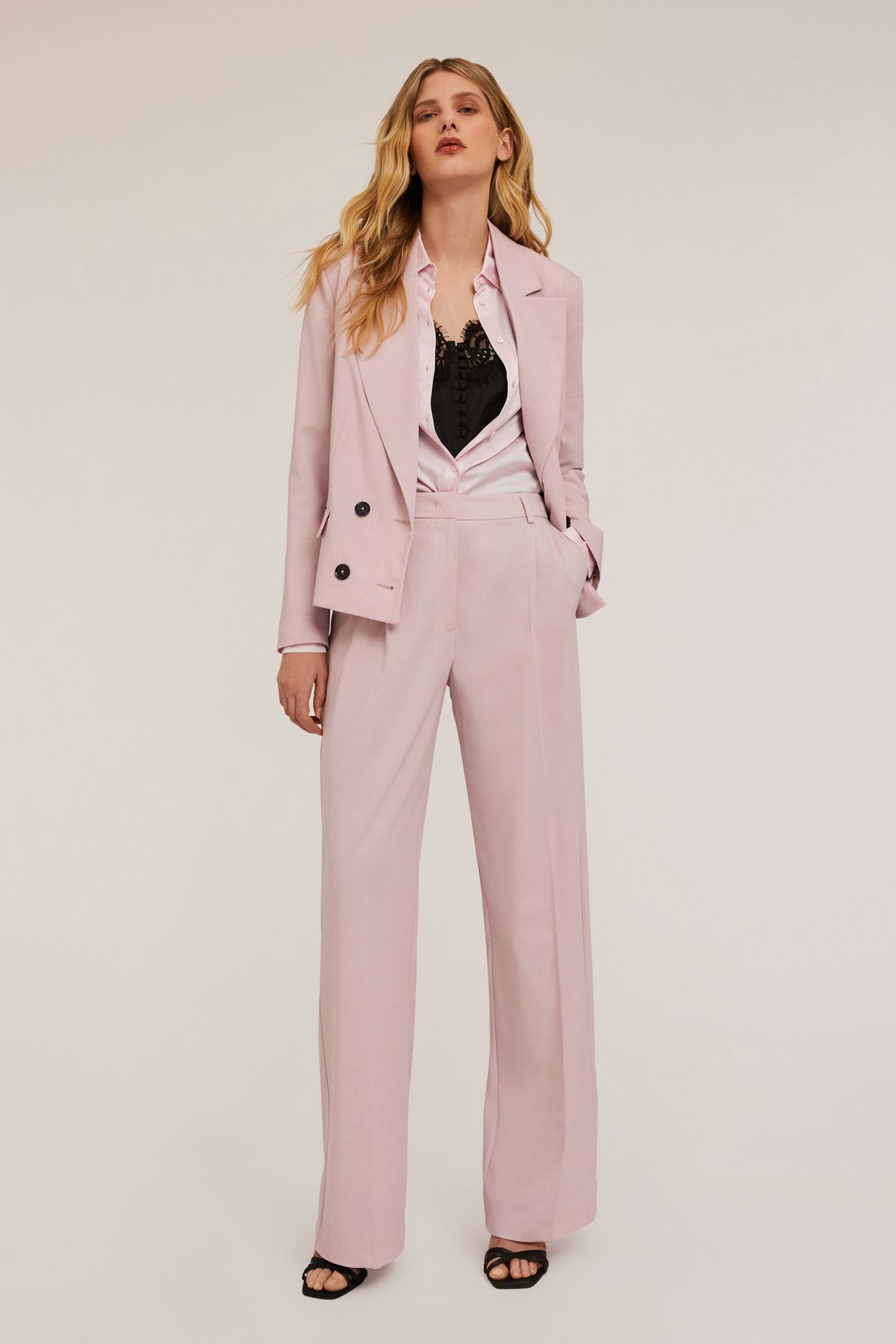 POLYVISCOSE DOUBLE-BREASTED JACKET PINK 3