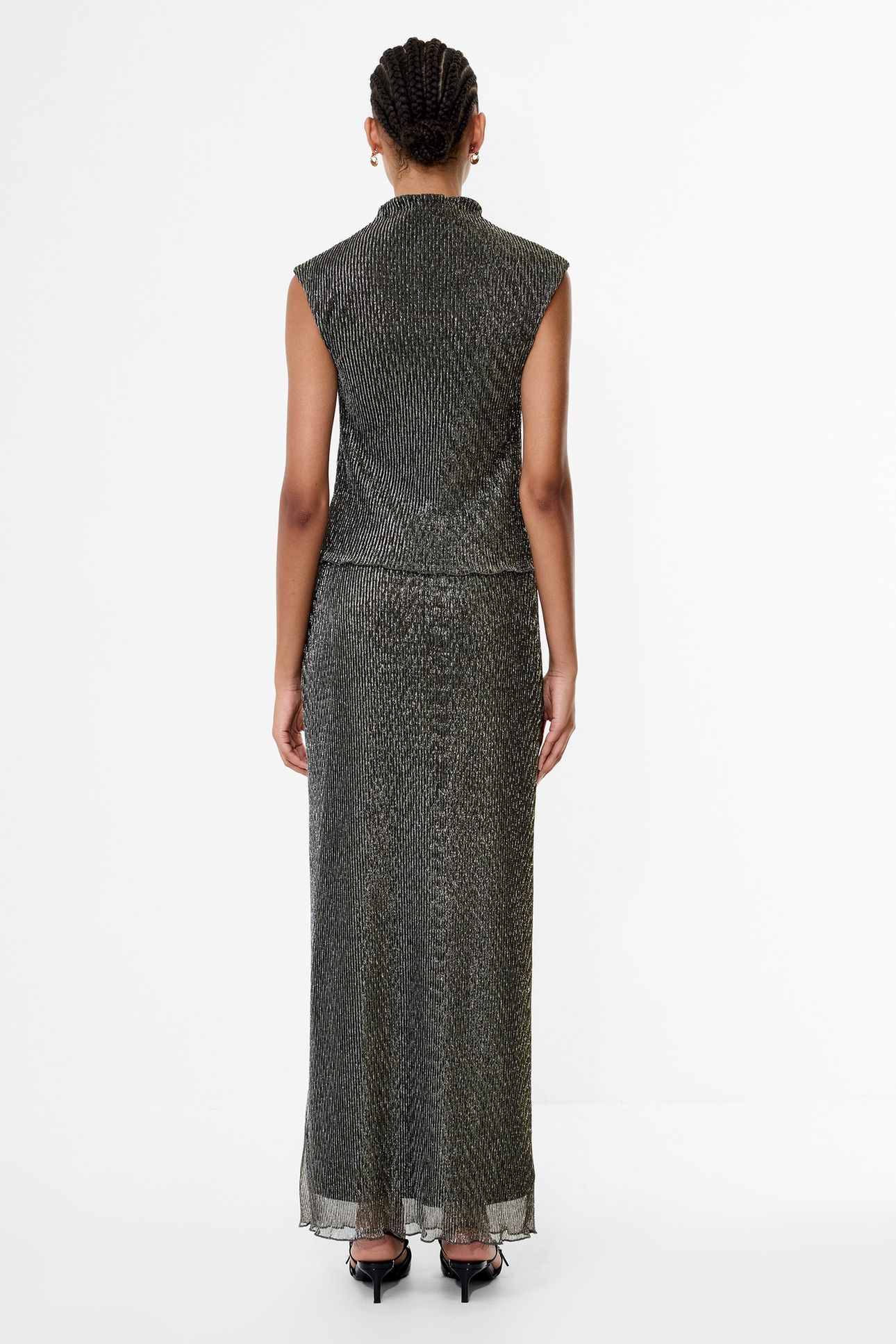 TAMY LUREX PLISSE SLVLSS TOP BLACK GOLD 3