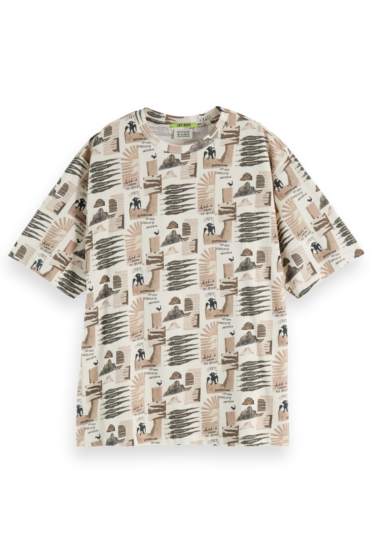 ALL OVER PRINTED LOOSE FIT T-SHIRT ART DEPT COLLAGE GREY SCA 4