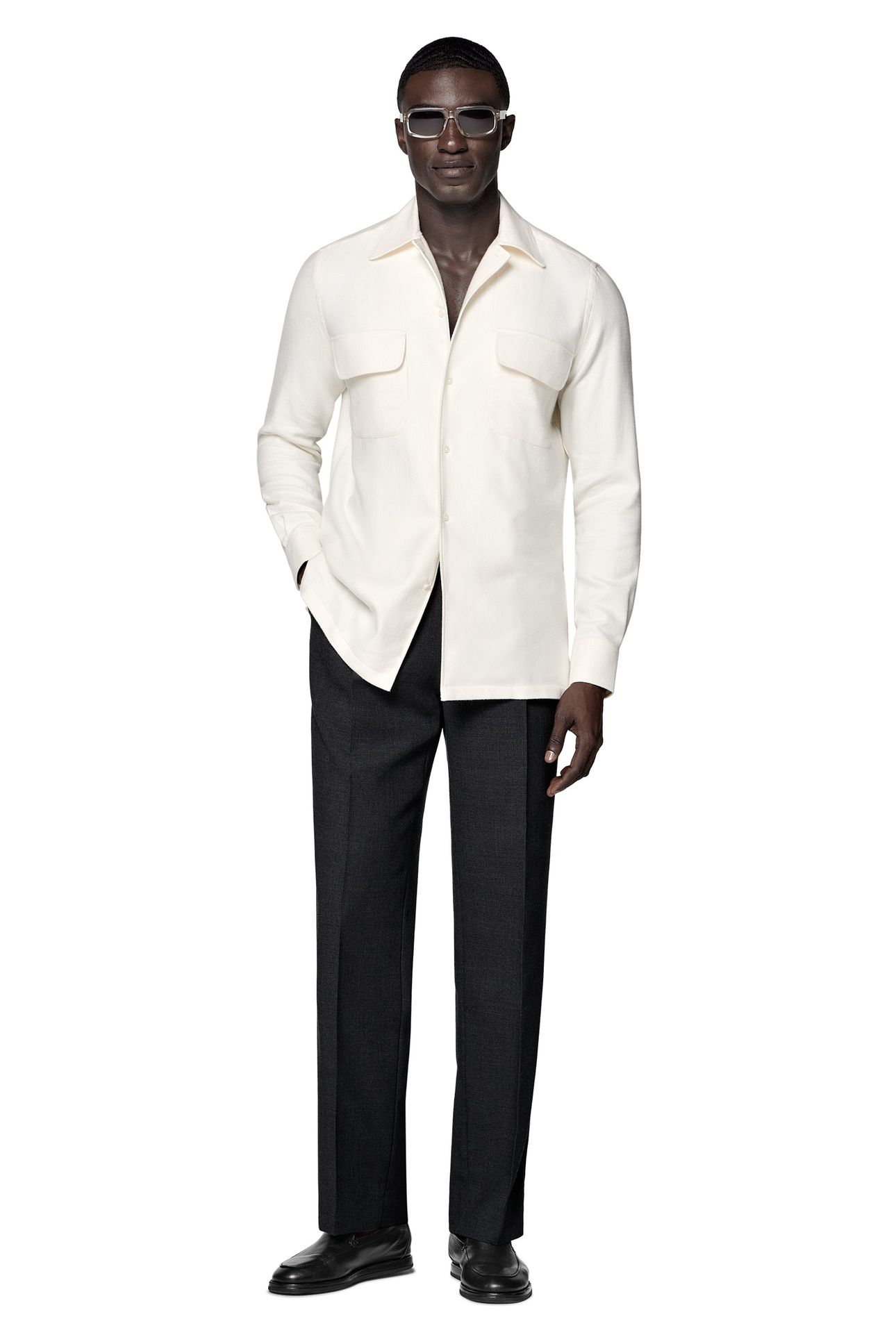 SAFARI HERRINGBONE CASUAL SHIRTS OFF-WHITE 1