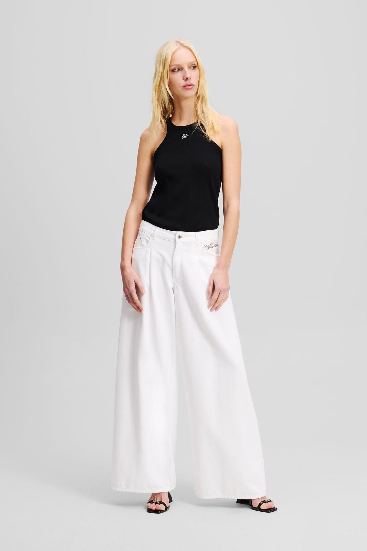 WIDE LEG WHITE DENIM PANTS WHITE DENIM 1