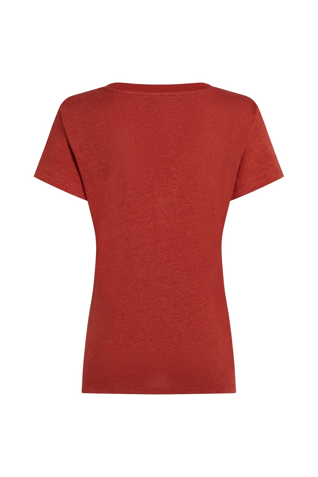 LINEN BLEND V-NECK T-SHIRT CINNABAR 4
