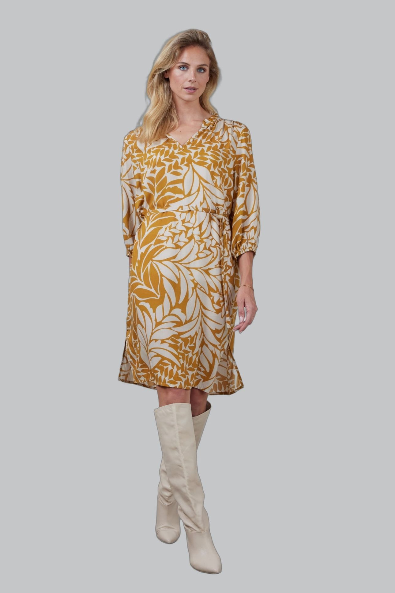 TUNIC ELVI BROWN WITH OASIS PRINT 2