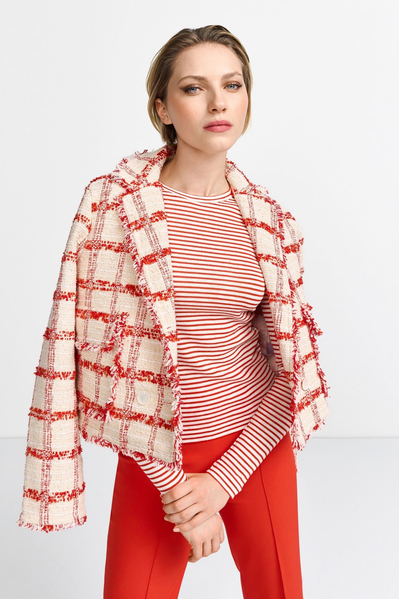 SPARKLE STRIPED LONGSLEEVE ORGANIC SUNSET RED 2