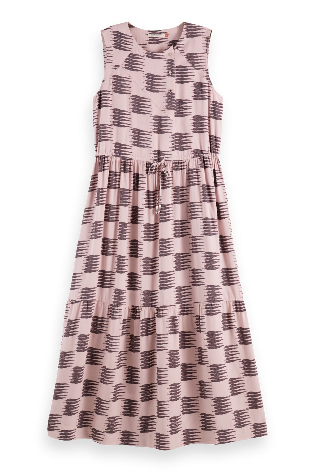 MIDI DRESS WITH GATHERED WAIST FEATHER BLOCK 3